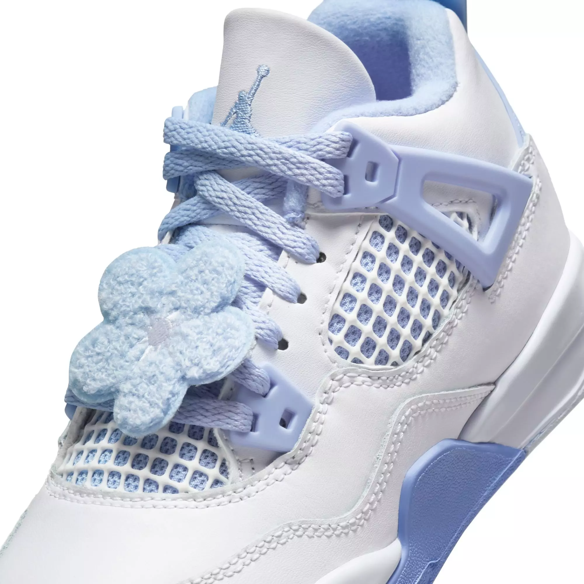 Jordan 4 Retro "Aluminum" Preschool Girls' Shoe - ALUMINUM/BLUE TINT/OIL GREEN