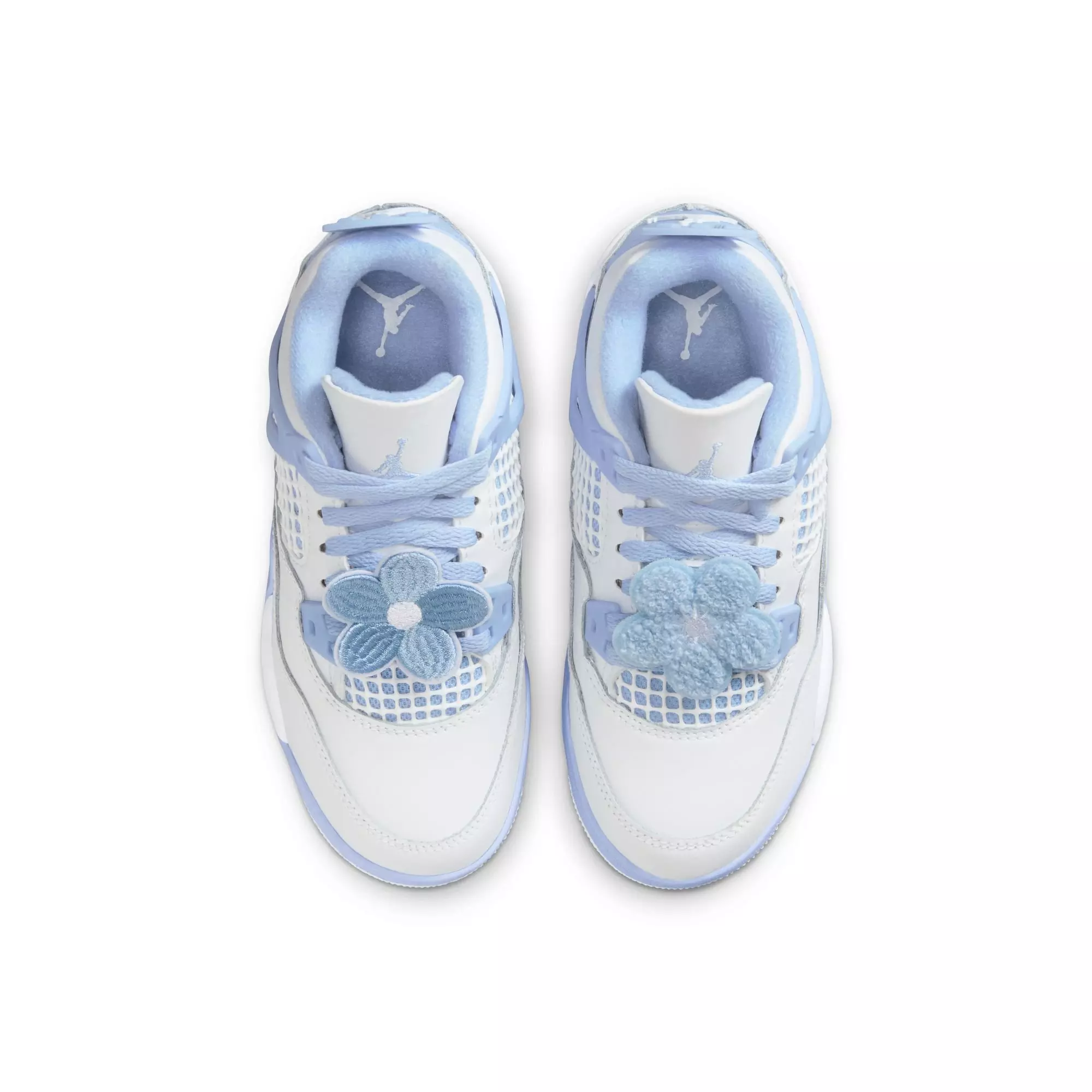 Jordan 4 Retro "Aluminum" Preschool Girls' Shoe - ALUMINUM/BLUE TINT/OIL GREEN