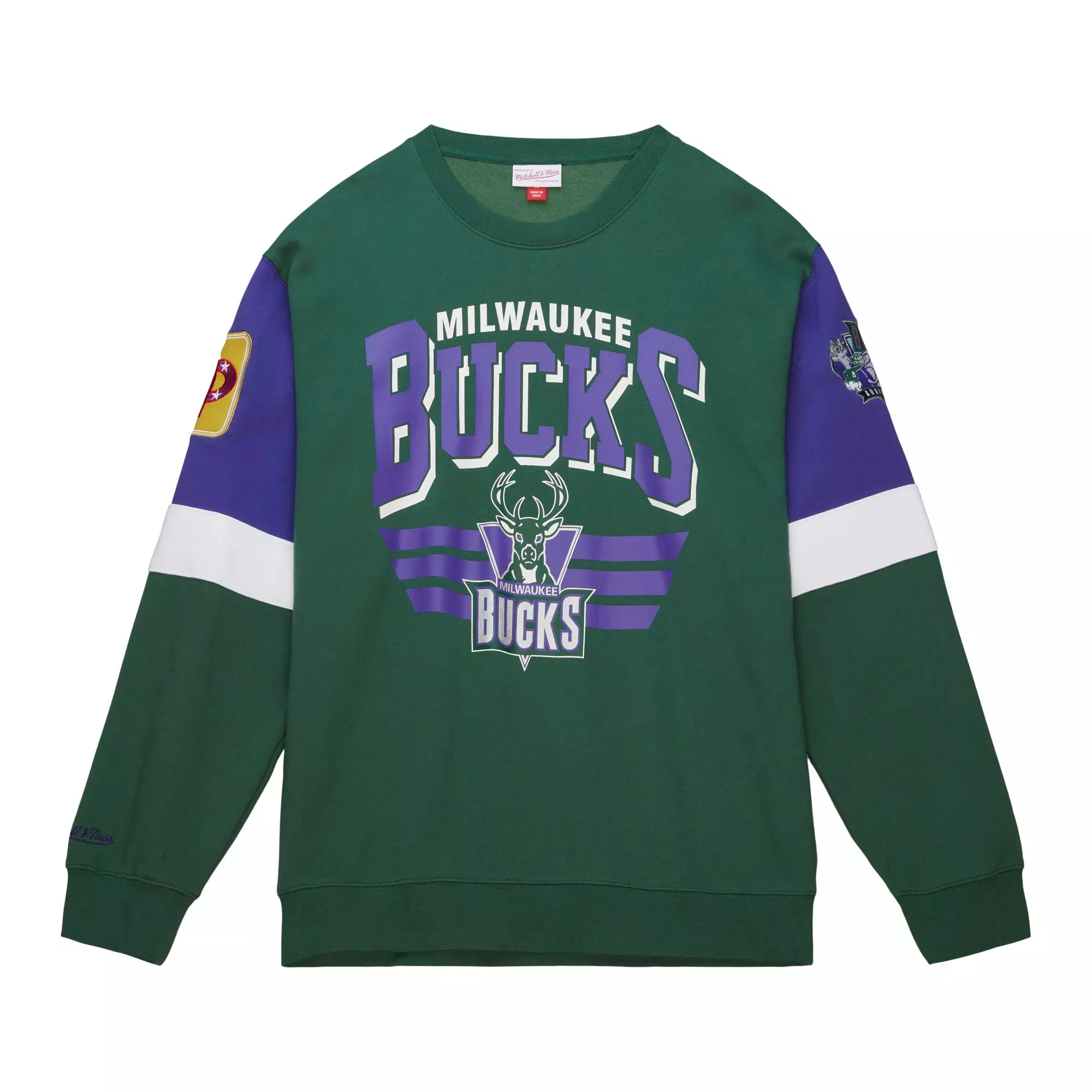 Mitchell & Ness Men's Milwaukee Bucks All Over Fleece Sweatshirt-Green - GREEN