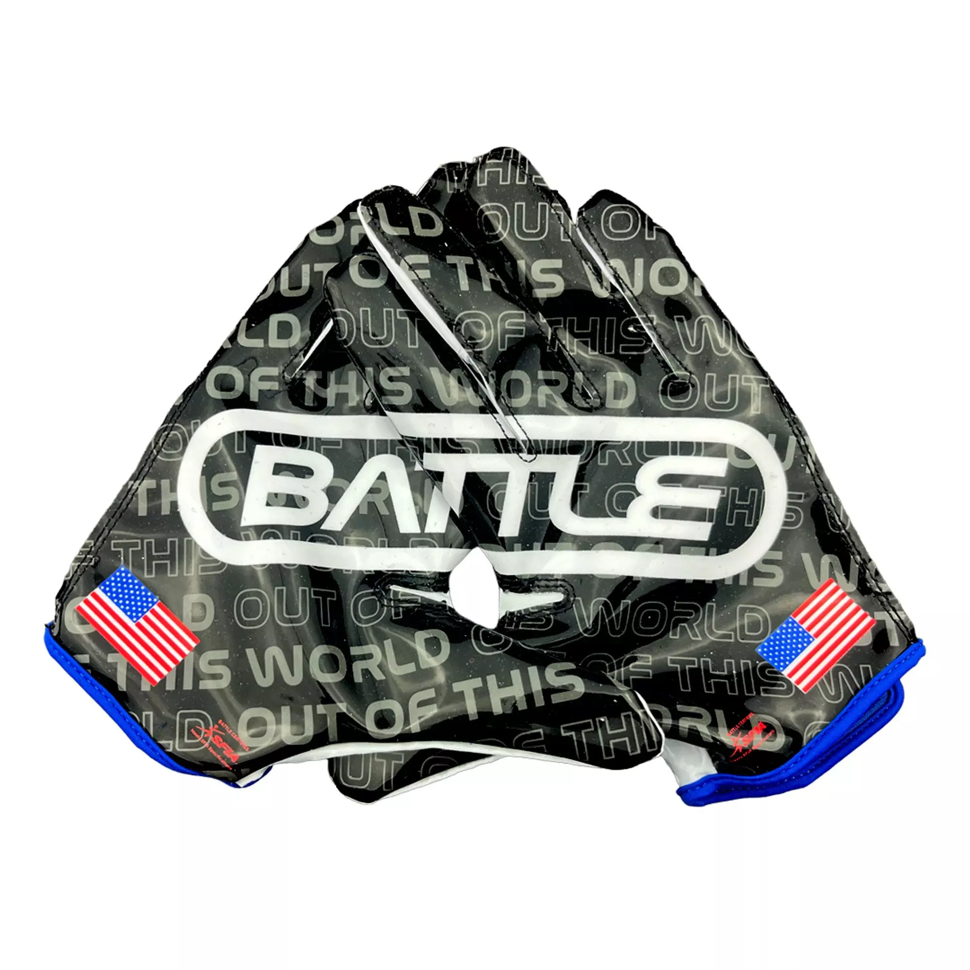 Battle Sports Youth Space Chameleon Football Receiver Gloves - WHITE/RED/BLUE