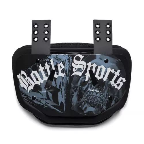 Battle Sports Chrome Skulls Football Back Plate - BLACK/SILVER