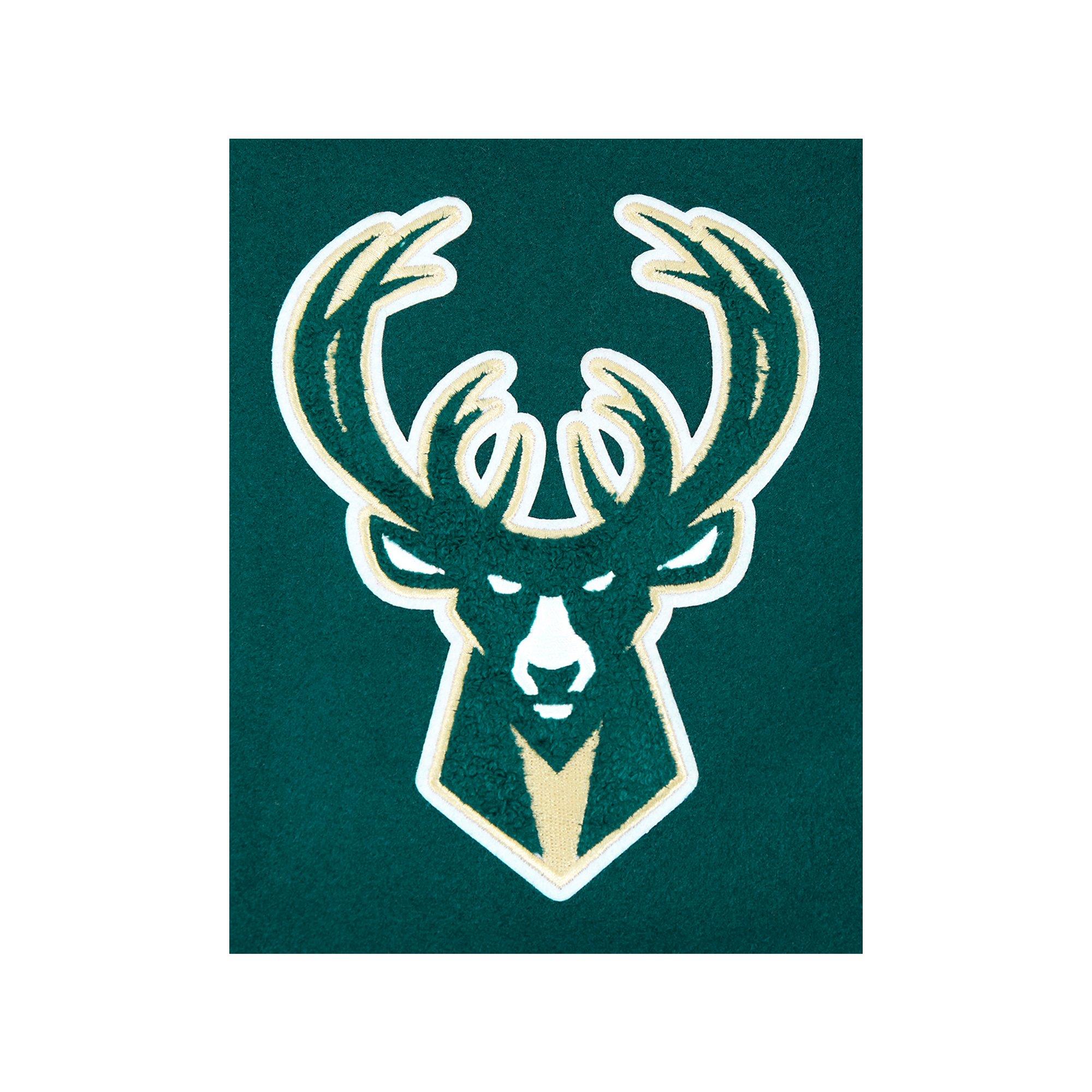 Pro Standard Men's Milwaukee Bucks Wool Varsity Jacket-Green/White - GREEN/WHITE Thumbnail View 5