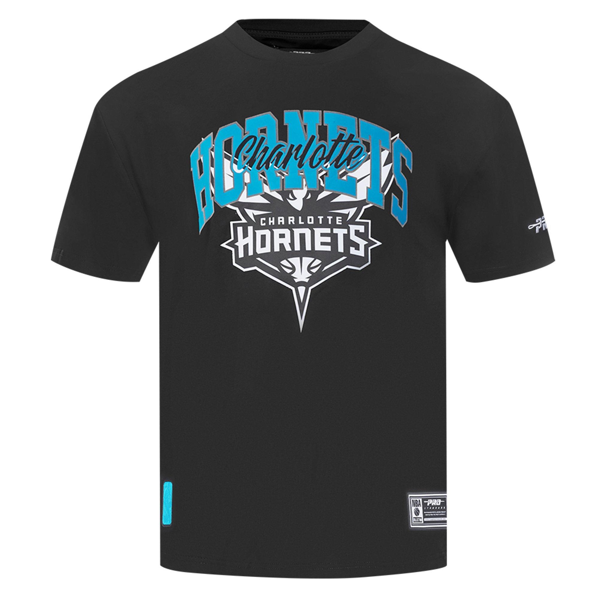 Pro Standard Men's Charlotte Hornets 2025 Knockout Drop Shoulder Short Sleeve Tee-Black - BLACK Thumbnail View 1