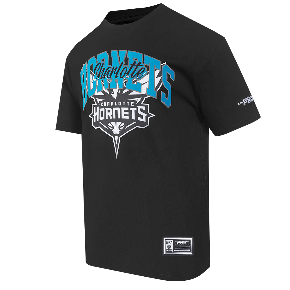 Pro Standard Men's Charlotte Hornets 2025 Knockout Drop Shoulder Short Sleeve Tee-Black - BLACK Thumbnail View 3