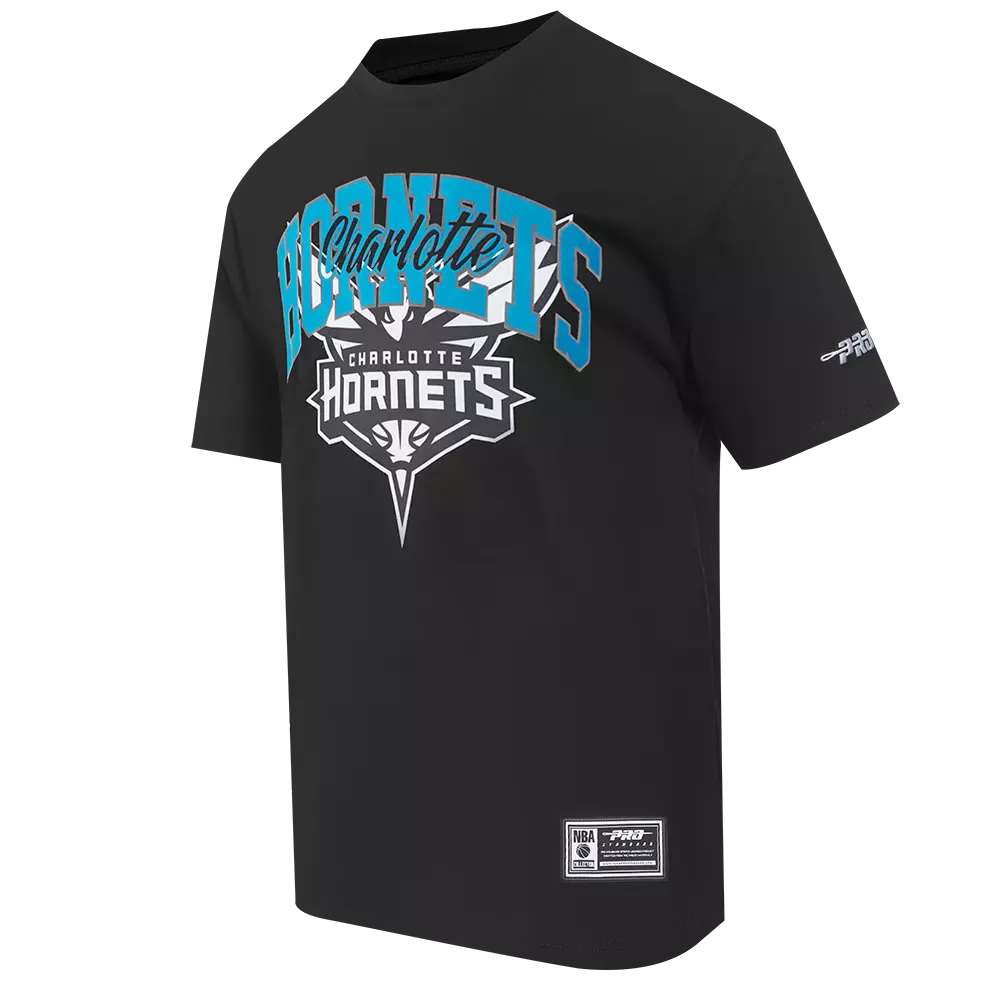 Pro Standard Men's Charlotte Hornets 2025 Knockout Drop Shoulder Short Sleeve Tee-Black - BLACK