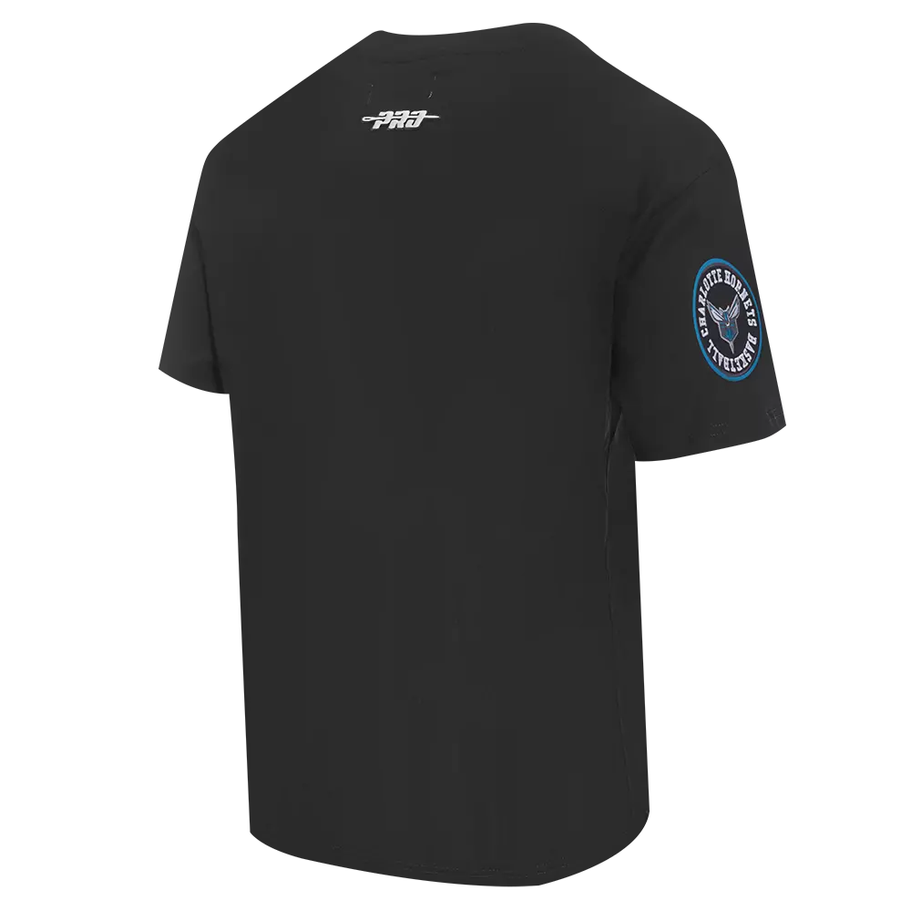Pro Standard Men's Charlotte Hornets 2025 Knockout Drop Shoulder Short Sleeve Tee-Black - BLACK