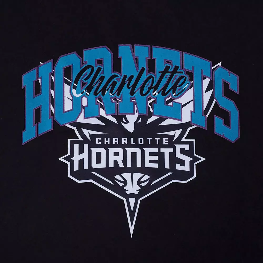Pro Standard Men's Charlotte Hornets 2025 Knockout Drop Shoulder Short Sleeve Tee-Black - BLACK