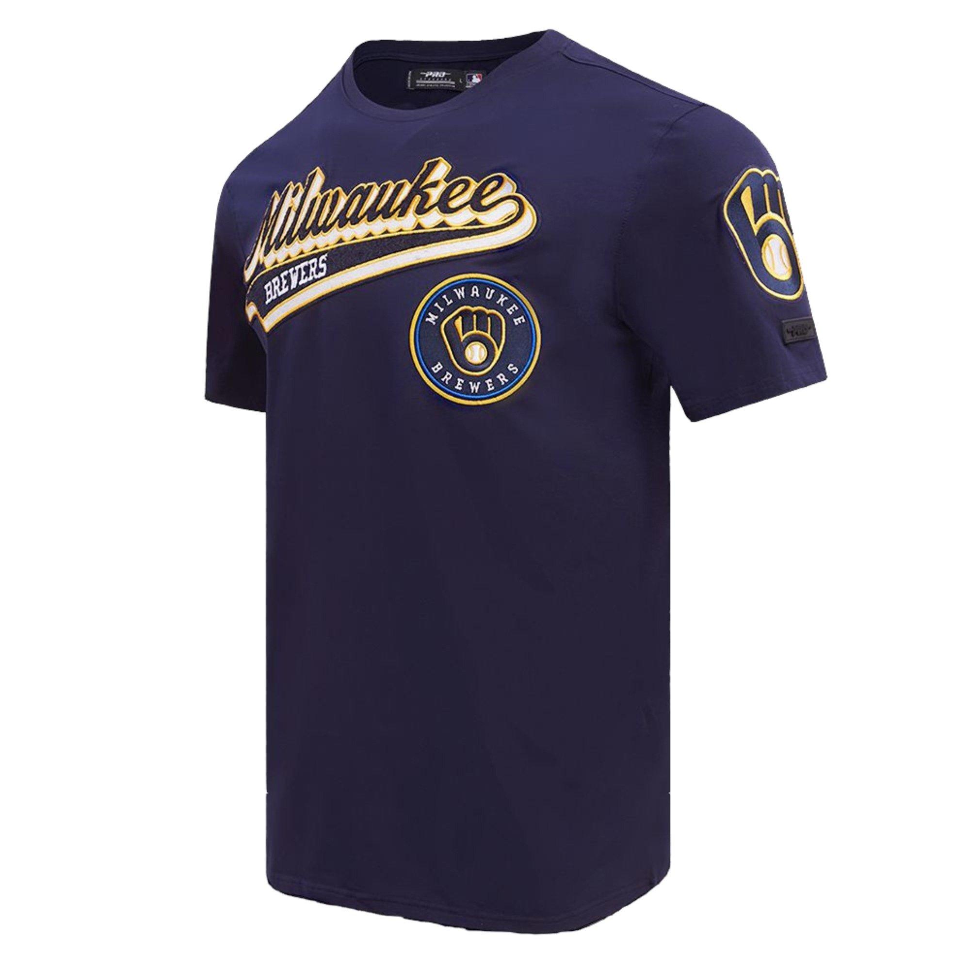 Pro Standard Milwaukee Brewers Script Tail Short Sleeve Tee-Navy - NAVY Thumbnail View 1