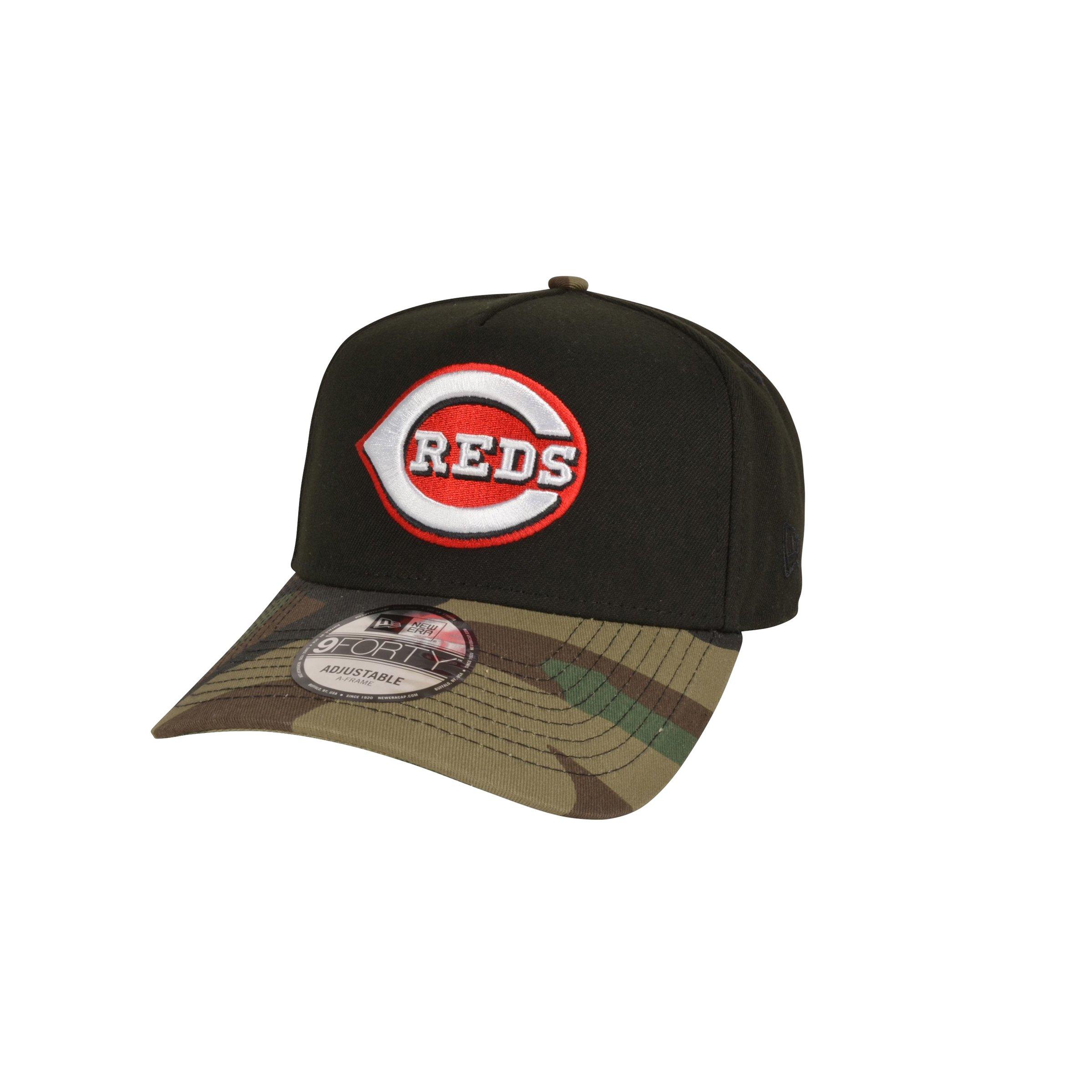 New Era Cincinnati Reds 9FORTY A-Frame Camo Bill Snapback Hat-Black/Camo - BLACK/CAMO Thumbnail View 1