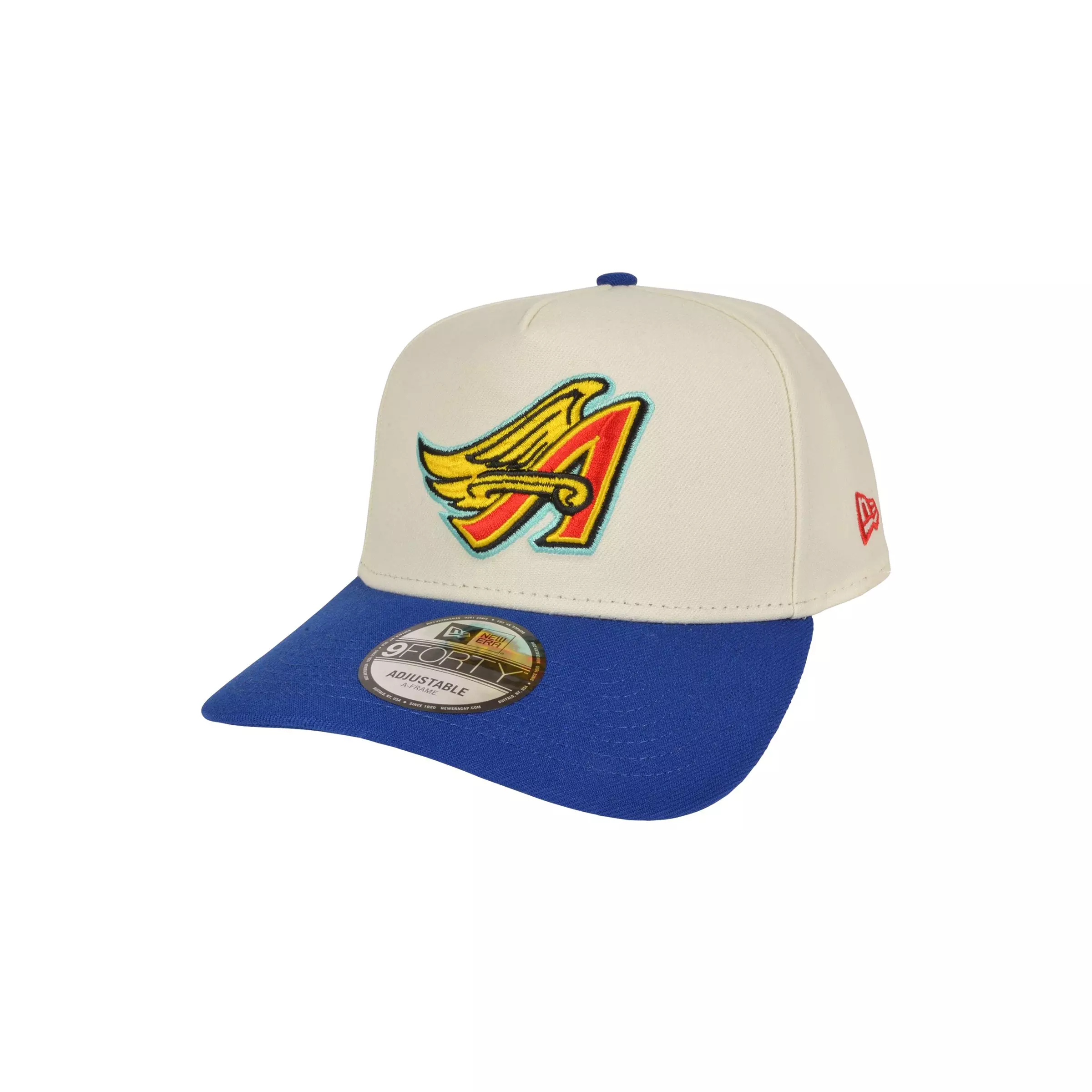 New Era Los Angeles Angels 9FORTY A-Frame Packman Snapback Hat-Beige/Blue - BEIGE/BLUE