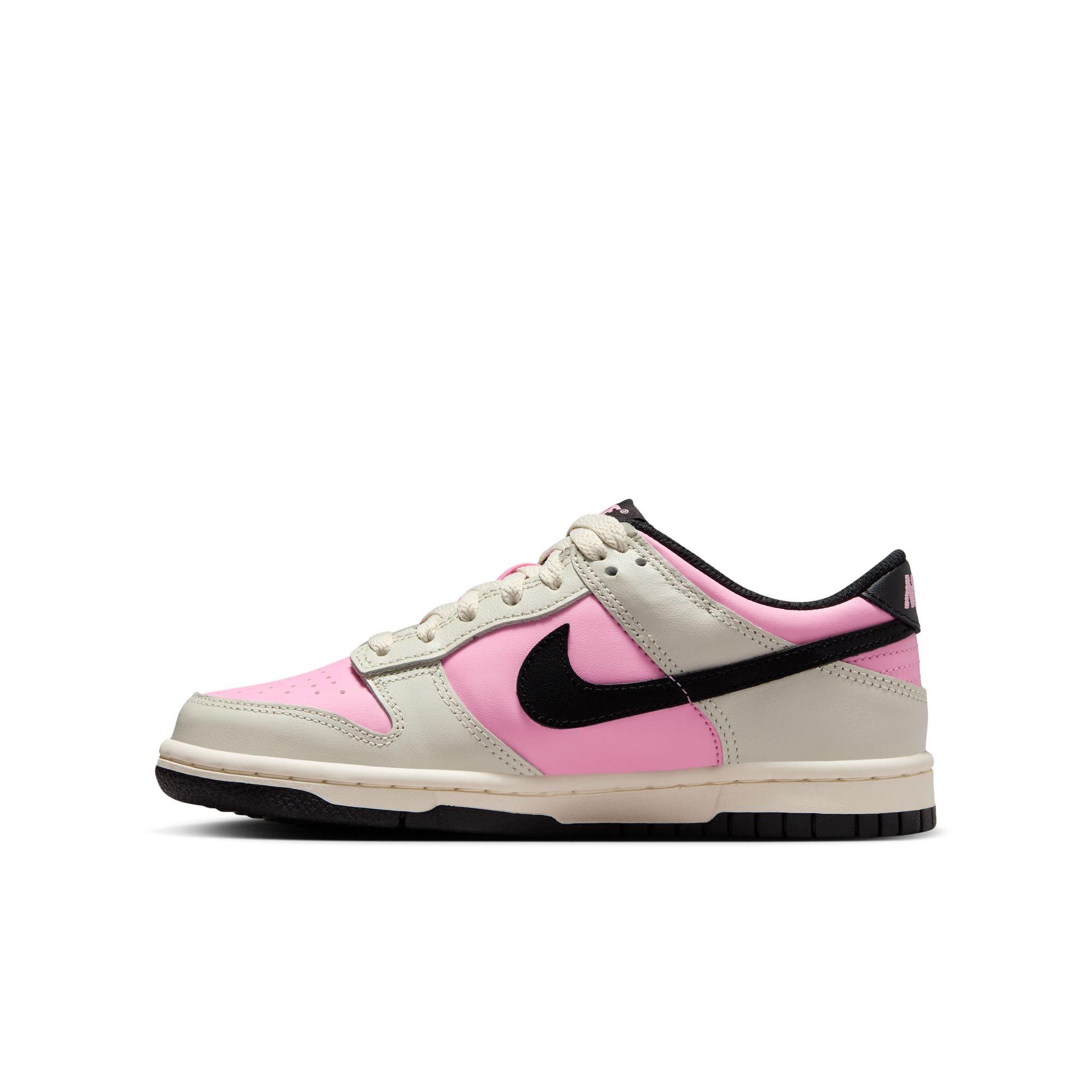 Nike Dunk Low "Pink Rise/Black/Lt Orewood Brn" Grade School Girls' Shoe - BLACK/PINK/GREY Thumbnail View 4