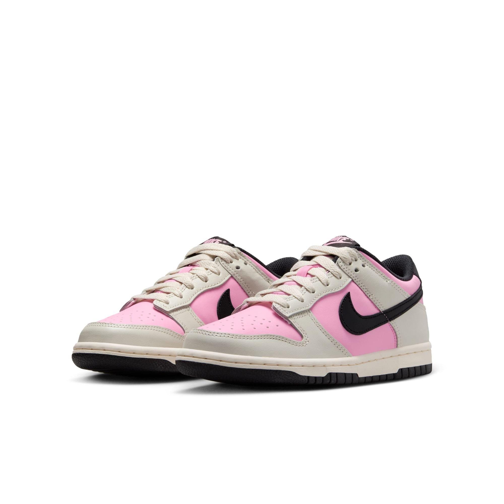 Nike Dunk Low "Pink Rise/Black/Lt Orewood Brn" Grade School Girls' Shoe - BLACK/PINK/GREY Thumbnail View 5