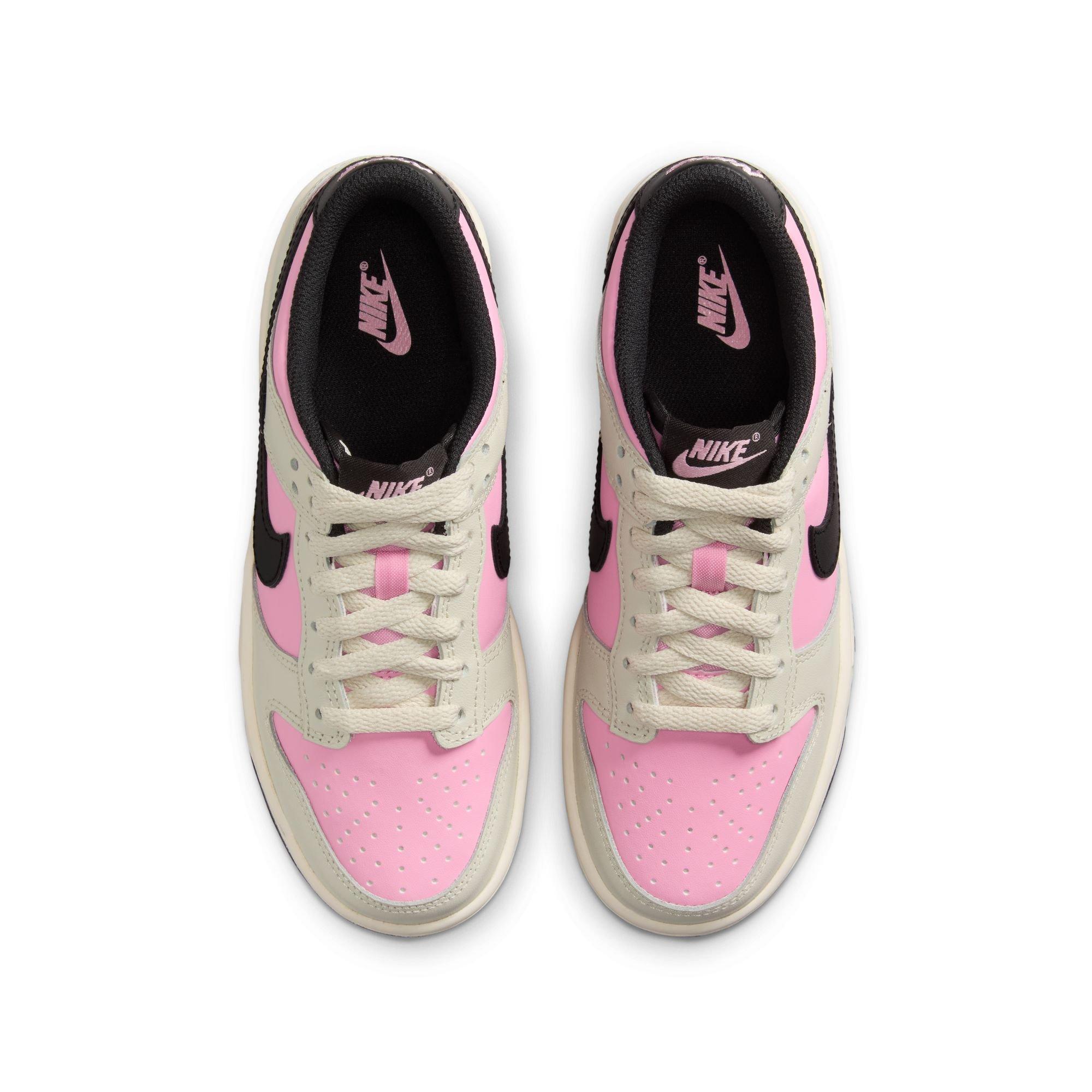 Nike Dunk Low "Pink Rise/Black/Lt Orewood Brn" Grade School Girls' Shoe - BLACK/PINK/GREY Thumbnail View 6