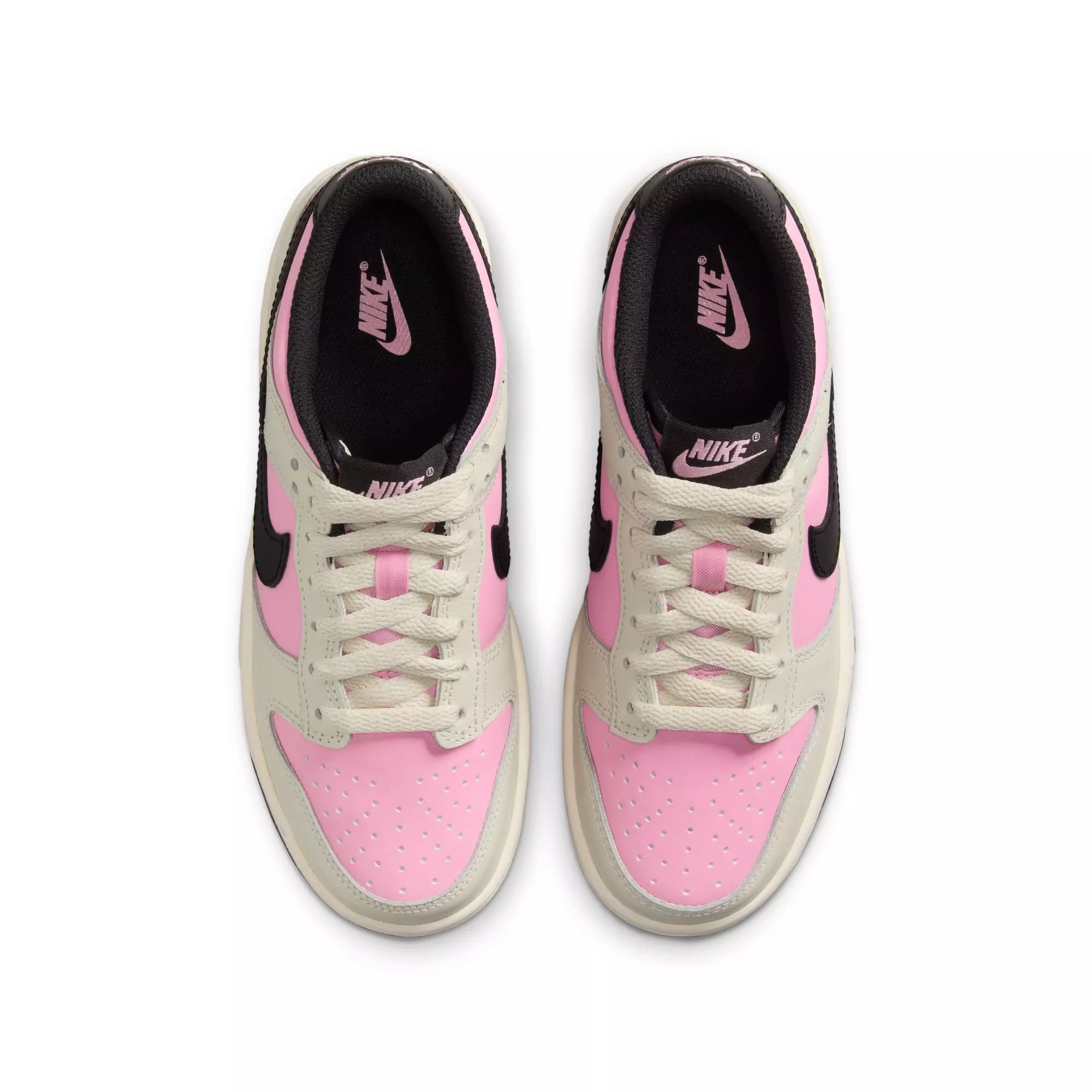 Nike Dunk Low "Pink Rise/Black/Lt Orewood Brn" Grade School Girls' Shoe - BLACK/PINK/GREY