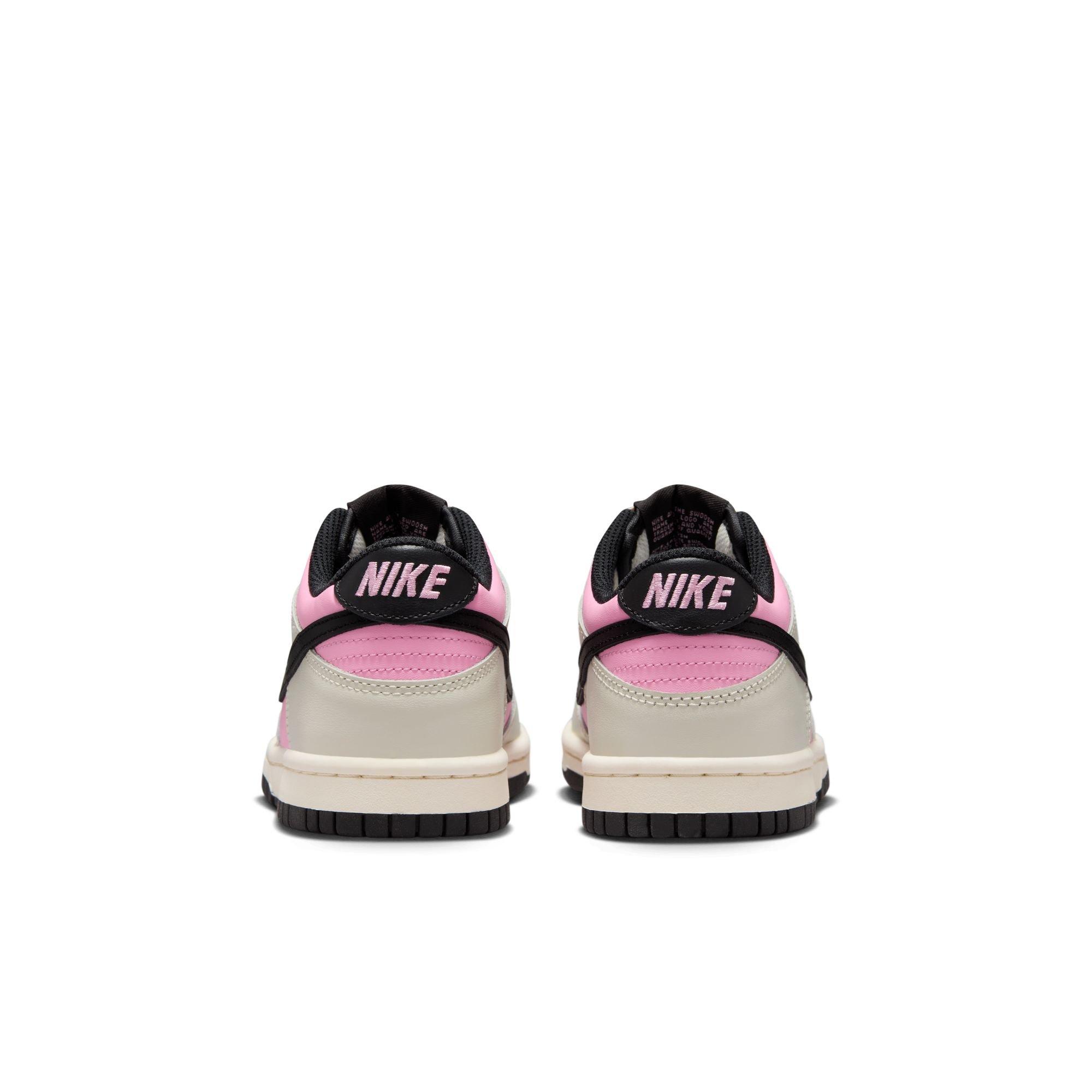 Nike Dunk Low "Pink Rise/Black/Lt Orewood Brn" Grade School Girls' Shoe - BLACK/PINK/GREY Thumbnail View 7