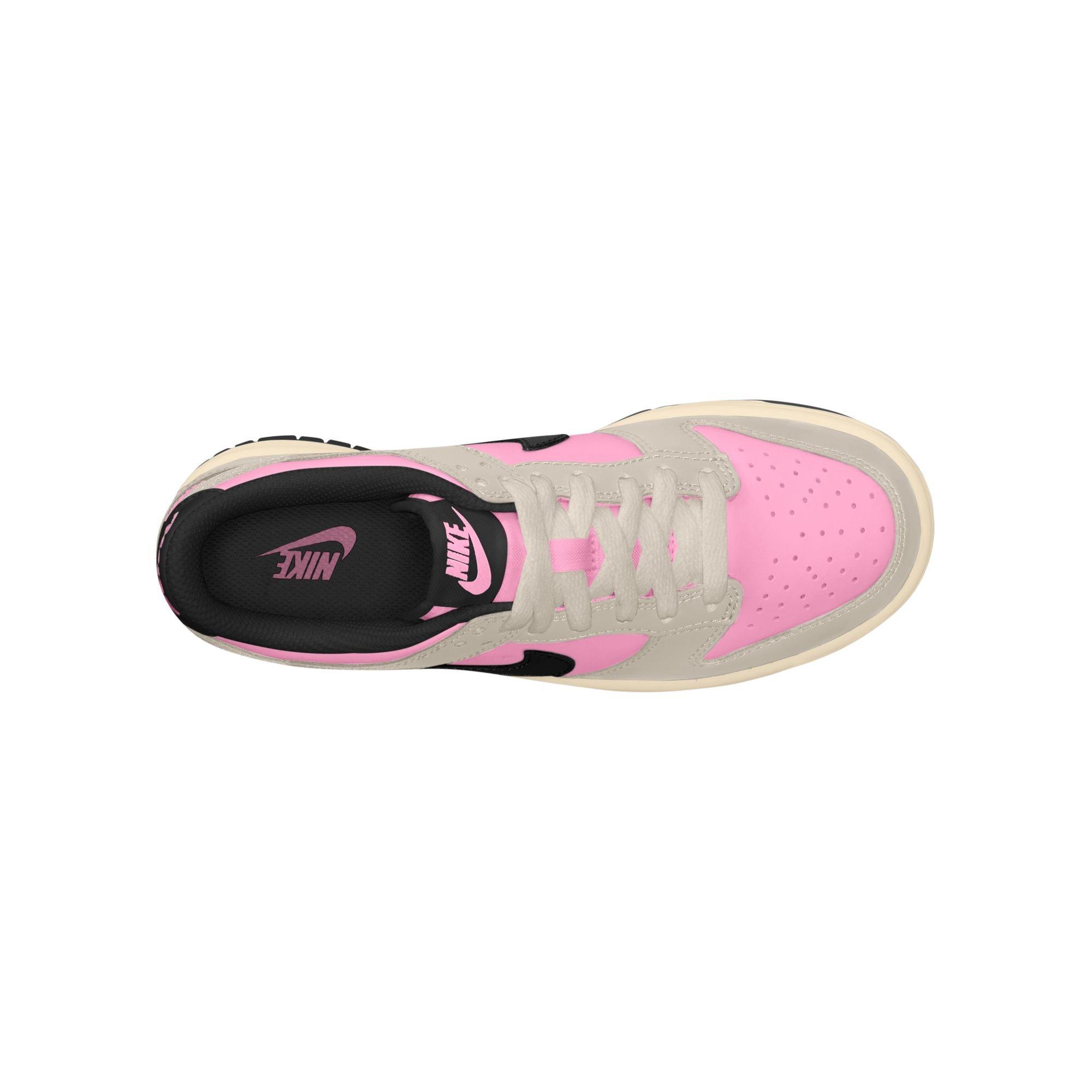 Nike Dunk Low "Pink Rise/Black/Lt Orewood Brn" Grade School Girls' Shoe - BLACK/PINK/GREY Thumbnail View 8