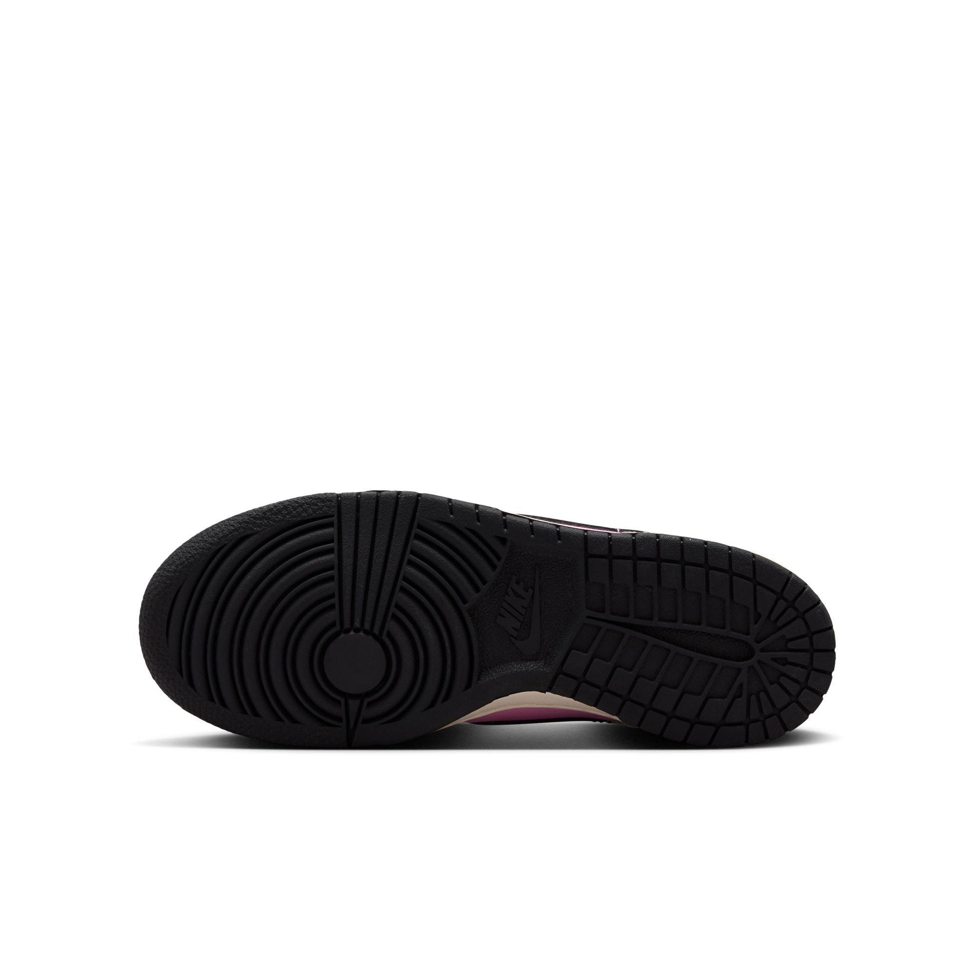 Nike Dunk Low "Pink Rise/Black/Lt Orewood Brn" Grade School Girls' Shoe - BLACK/PINK/GREY Thumbnail View 9