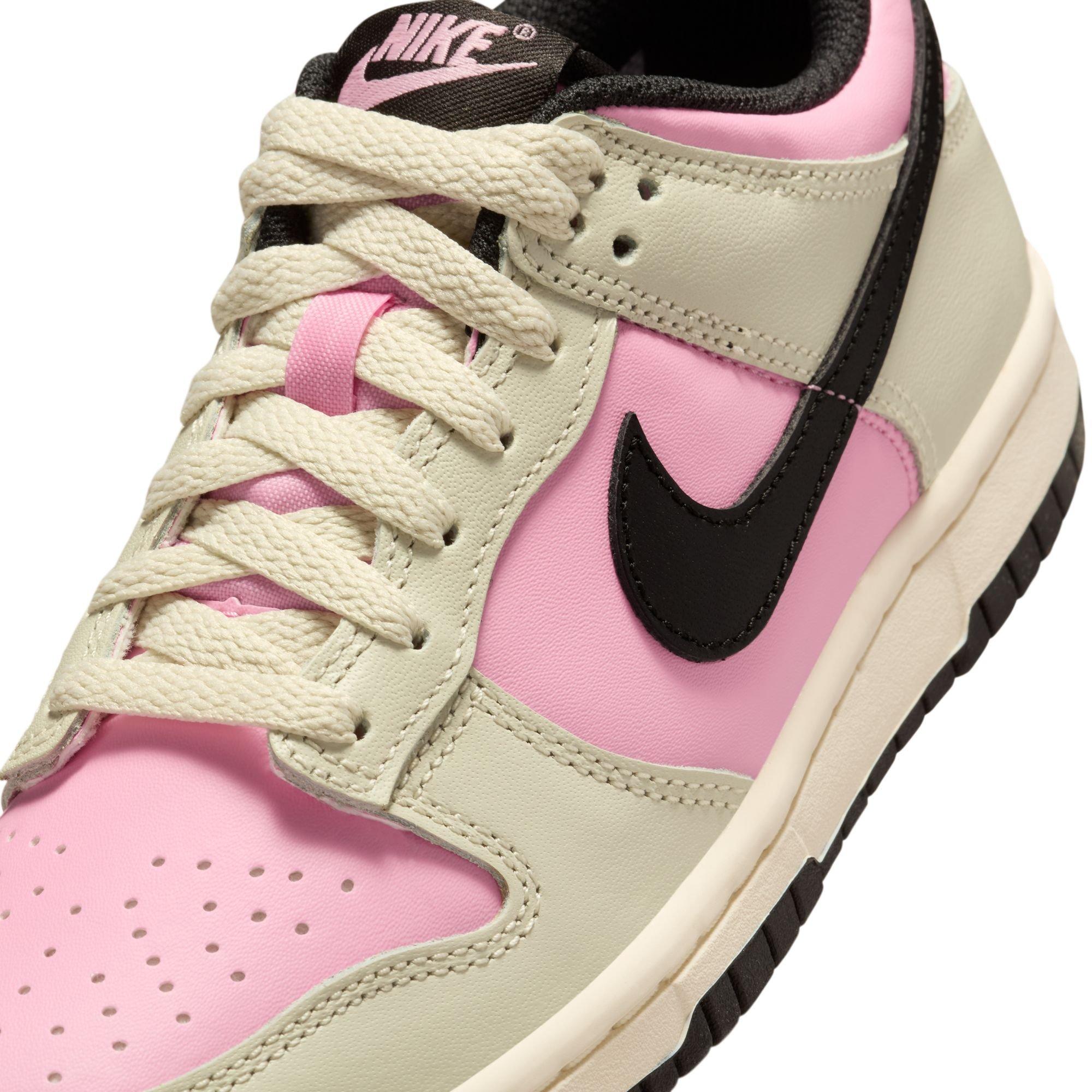 Nike Dunk Low "Pink Rise/Black/Lt Orewood Brn" Grade School Girls' Shoe - BLACK/PINK/GREY Thumbnail View 10