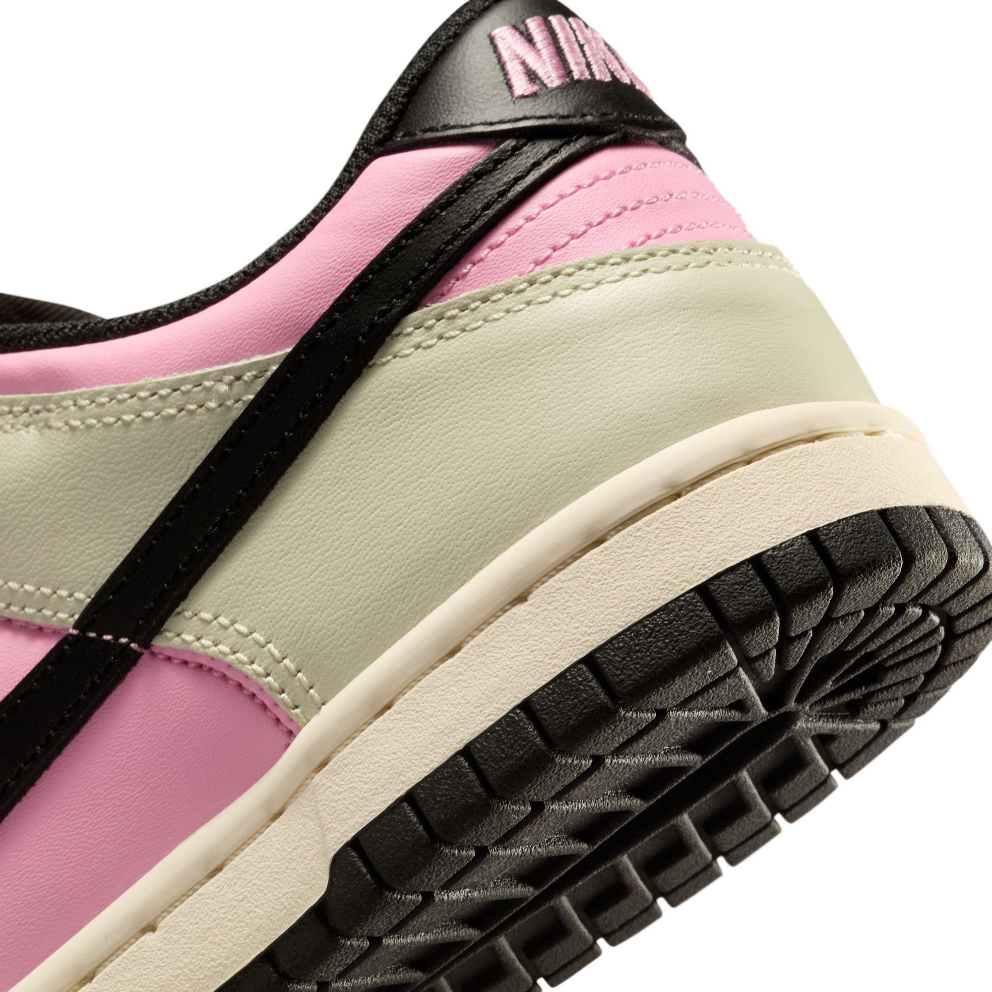 Nike Dunk Low "Pink Rise/Black/Lt Orewood Brn" Grade School Girls' Shoe - BLACK/PINK/GREY Thumbnail View 11