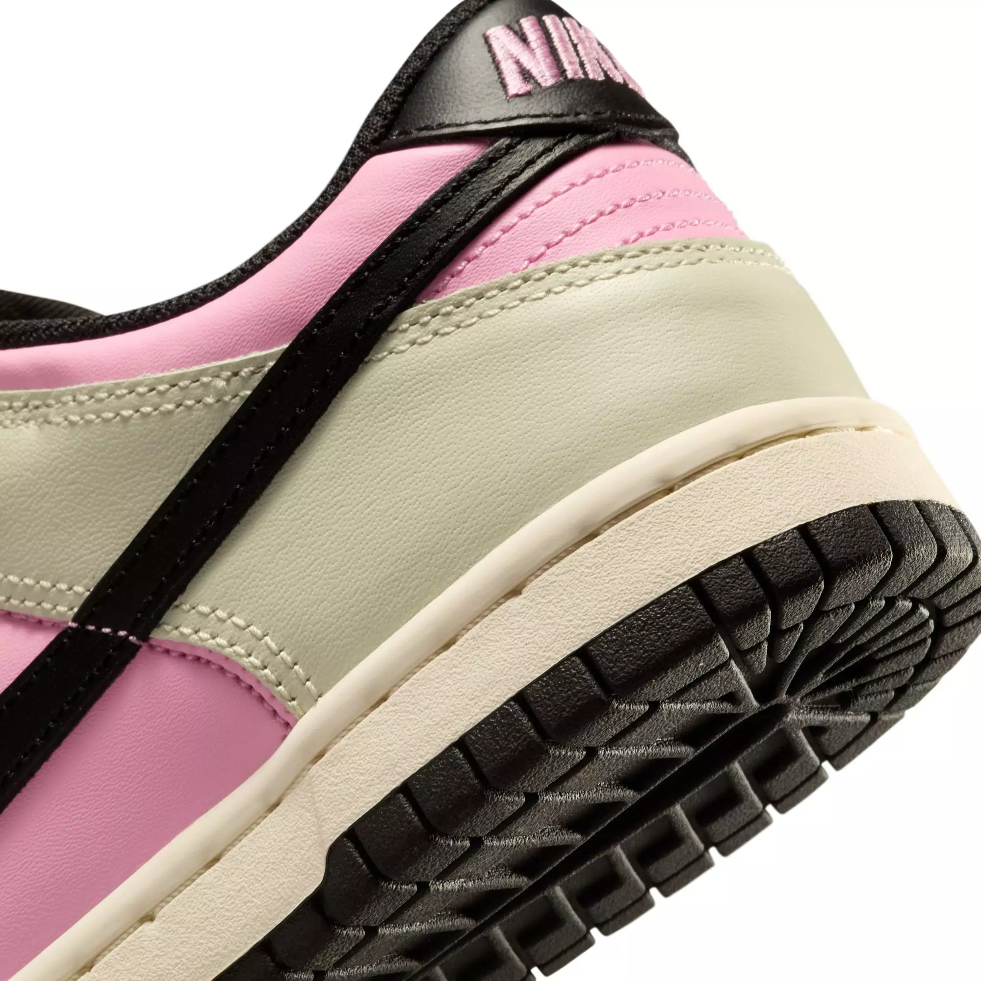 Nike Dunk Low "Pink Rise/Black/Lt Orewood Brn" Grade School Girls' Shoe - BLACK/PINK/GREY