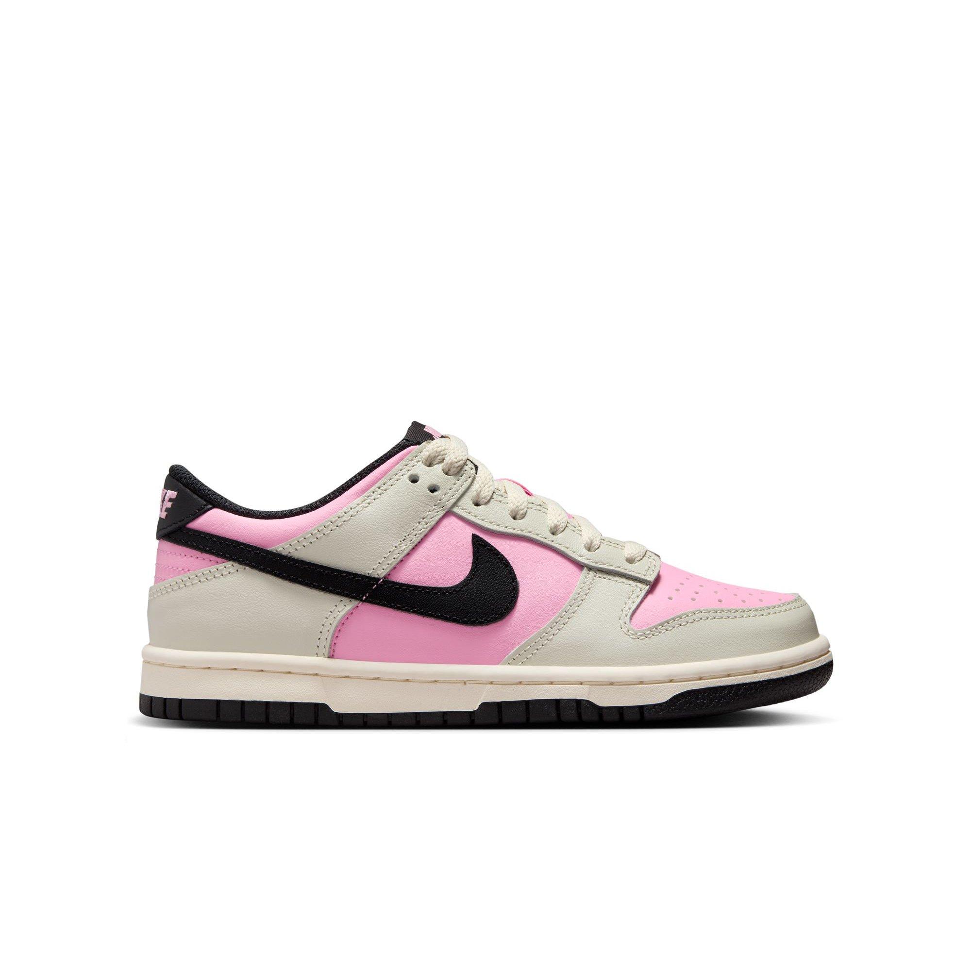 Nike Dunk Low "Pink Rise/Black/Lt Orewood Brn" Grade School Girls' Shoe - BLACK/PINK/GREY Thumbnail View 1