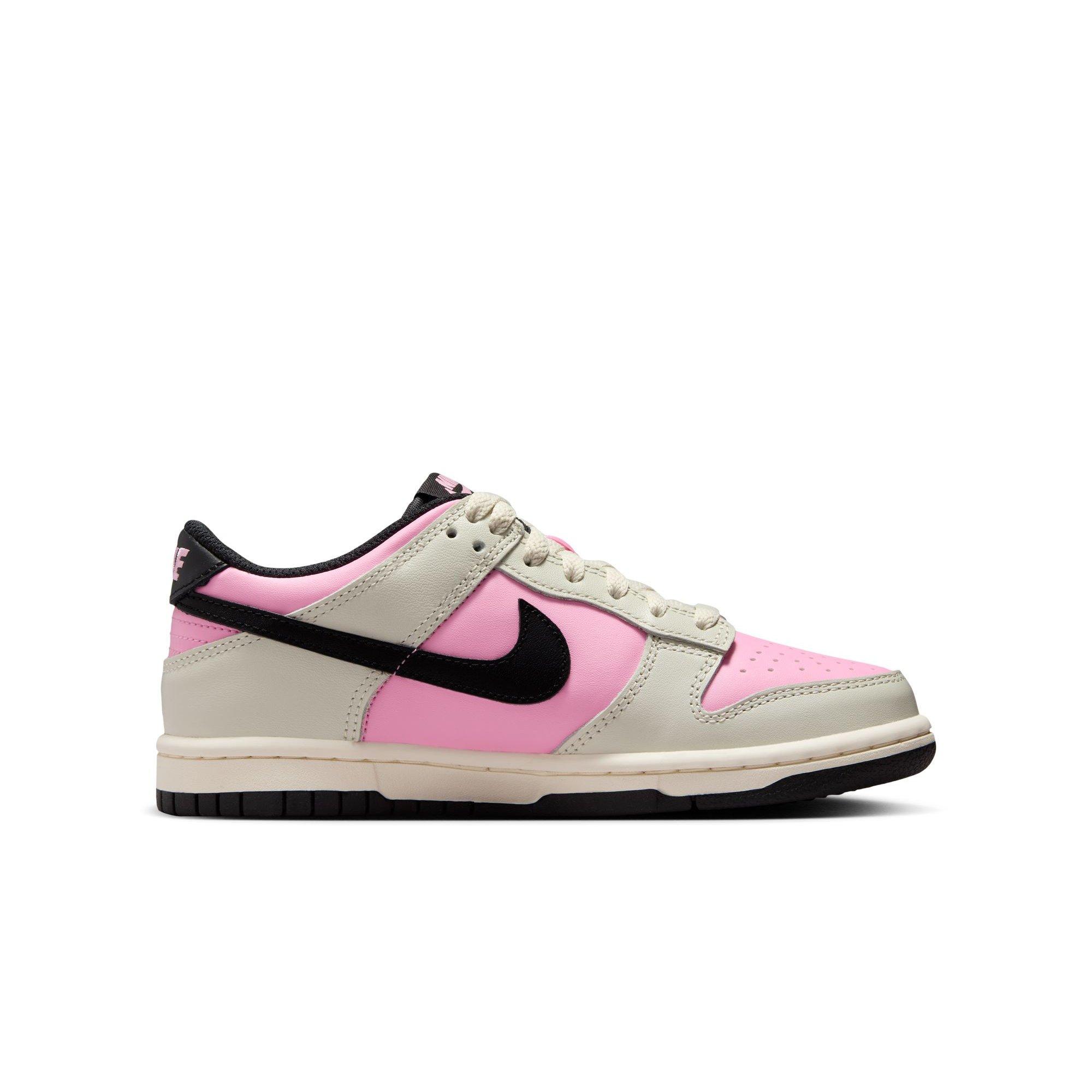 Nike Dunk Low "Pink Rise/Black/Lt Orewood Brn" Grade School Girls' Shoe - BLACK/PINK/GREY Thumbnail View 2