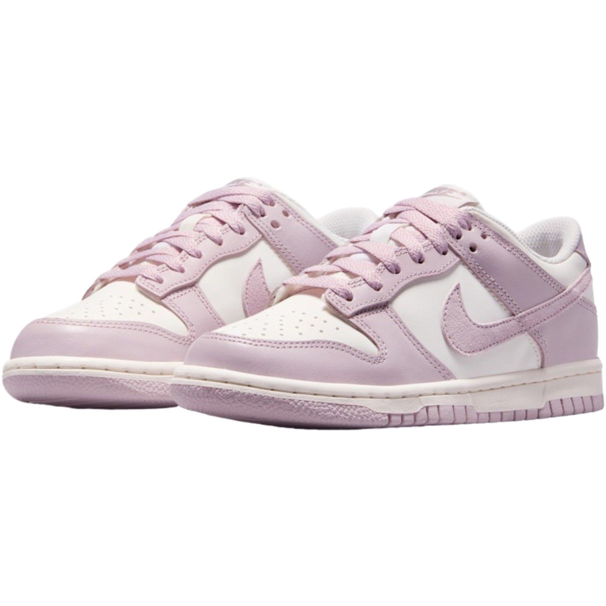 Nike Dunk Low "Sail/Enigma Stone/Particle Rose" Grade School Girls' Shoe - PINK/WHITE Thumbnail View 4
