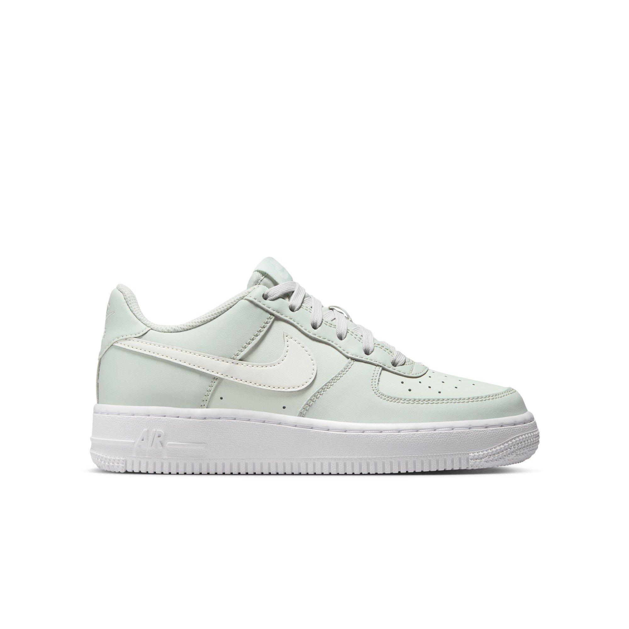 Nike Air Force 1 Grade School Girls' "Light Silver/Sail/Spruce Aura/White" Shoe