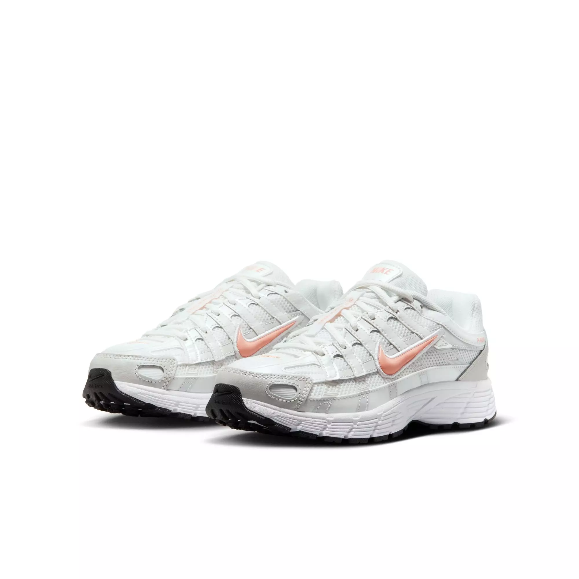 Nike P-6000 "Summit White/Apricot Agate" Grade School Girls' Shoe - WHITE/ORANGE