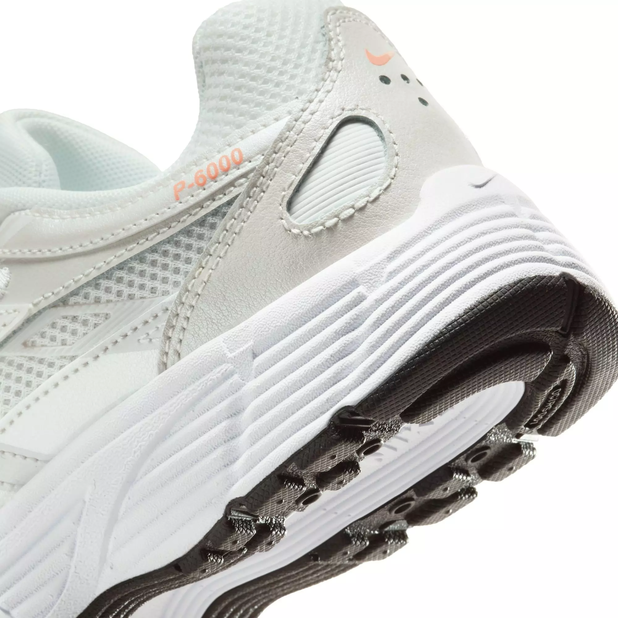 Nike P-6000 "Summit White/Apricot Agate" Grade School Girls' Shoe - WHITE/ORANGE