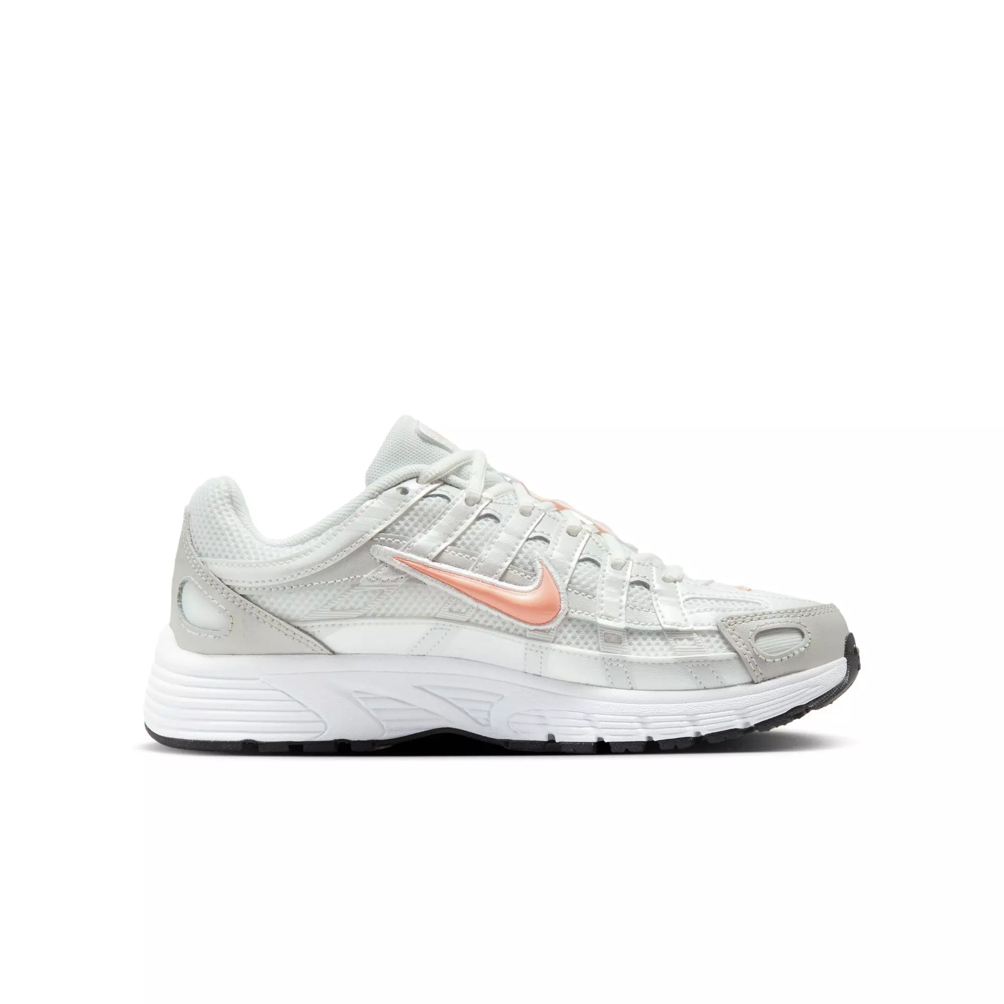 Nike P-6000 "Summit White/Apricot Agate" Grade School Girls' Shoe - WHITE/ORANGE