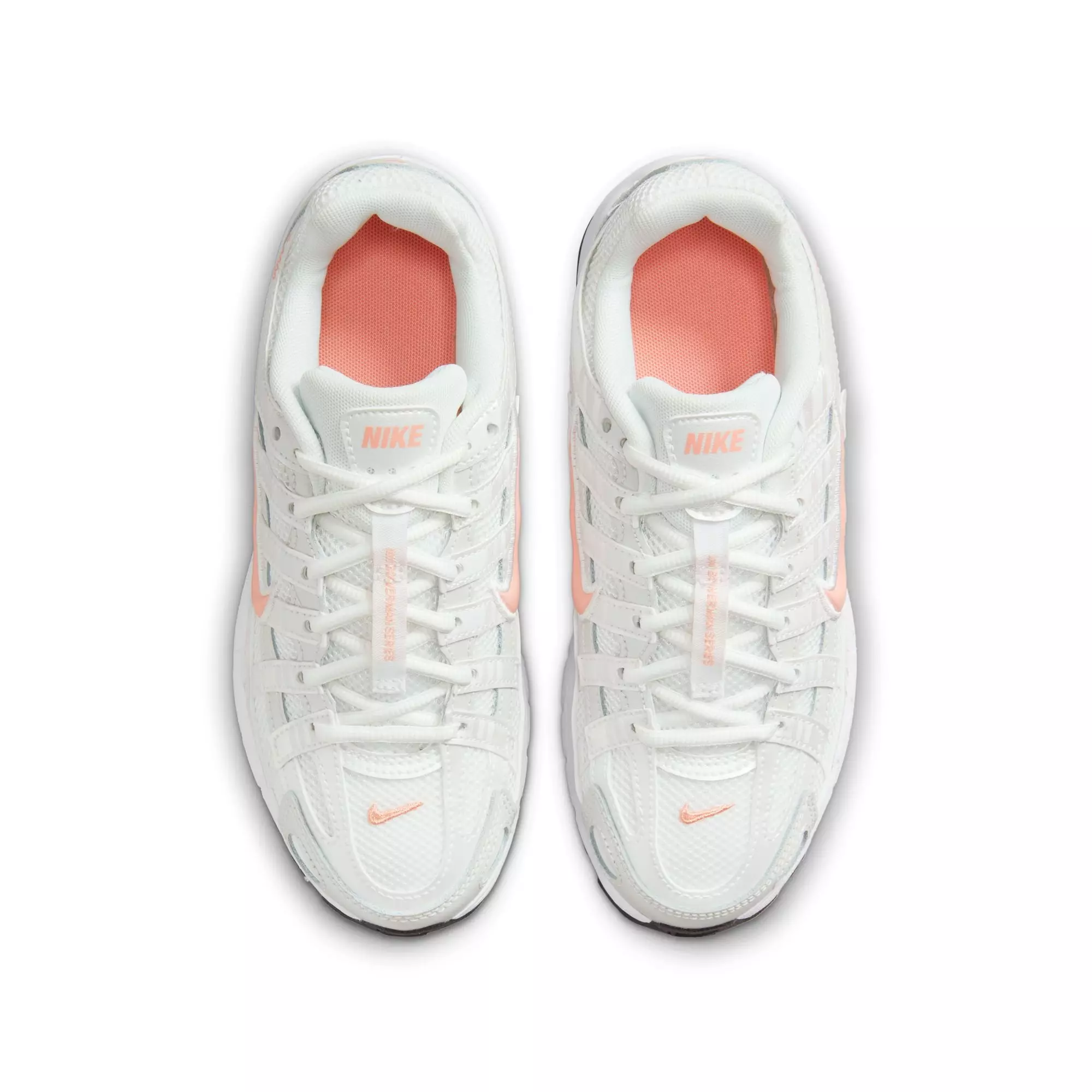 Nike P-6000 "Summit White/Apricot Agate" Preschool Girls' Shoe - WHITE/ORANGE