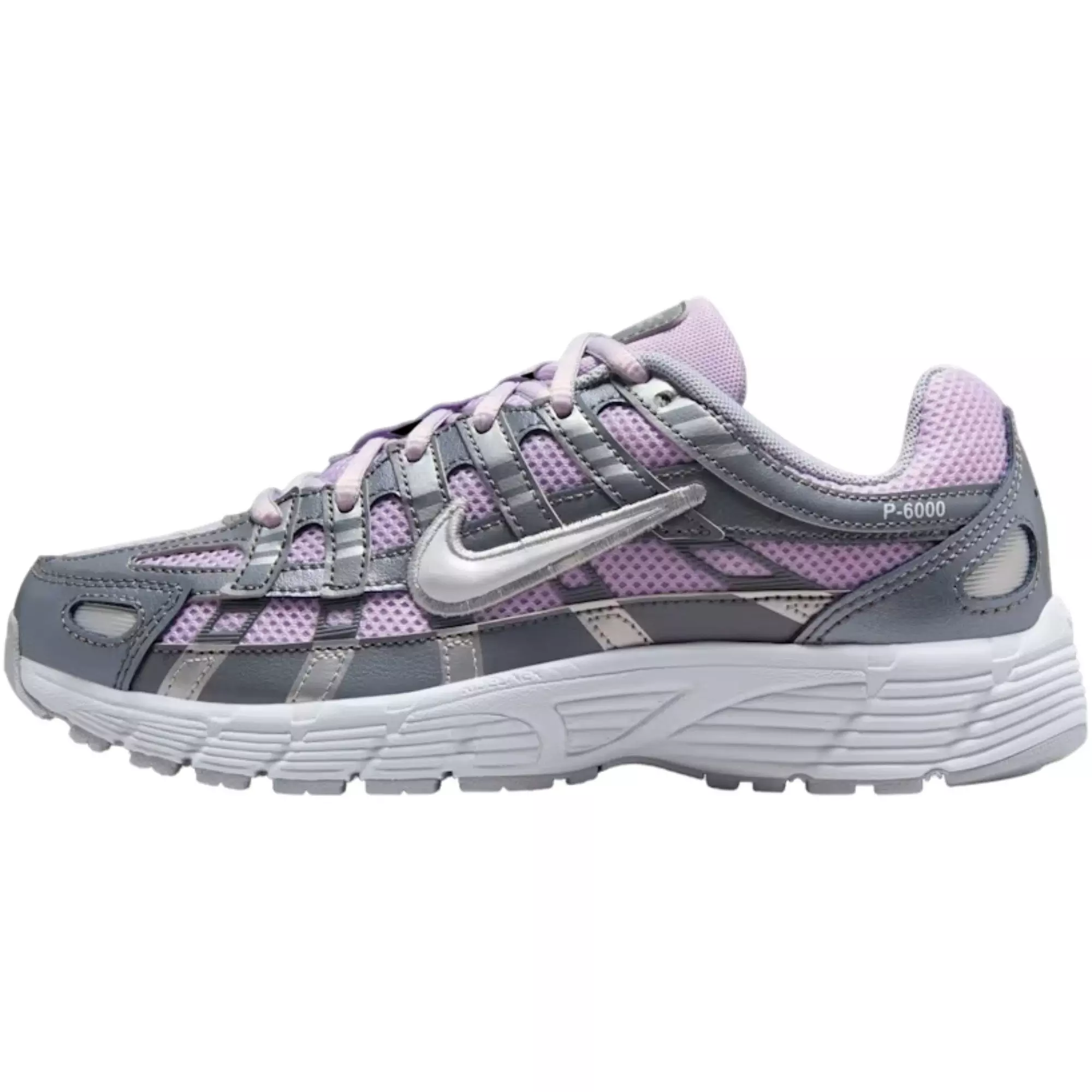 Nike P-6000 "White/Blue Tint/Black/Metallic Silver" Grade School Girls' Shoe - LILAC/GREY