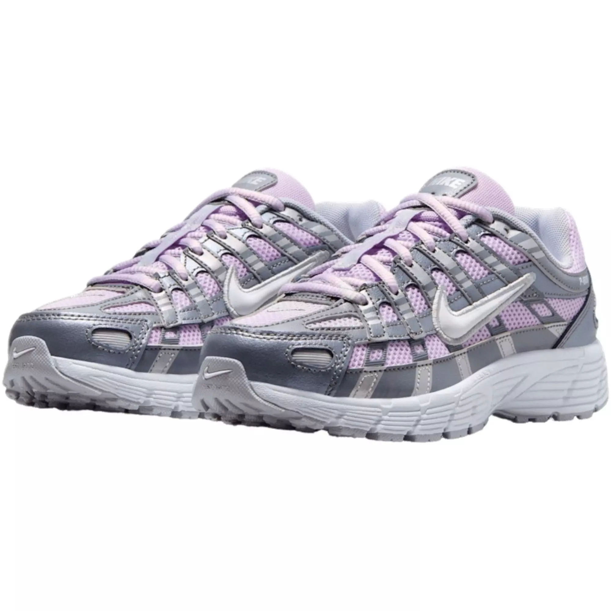 Nike P-6000 "White/Blue Tint/Black/Metallic Silver" Grade School Girls' Shoe - LILAC/GREY