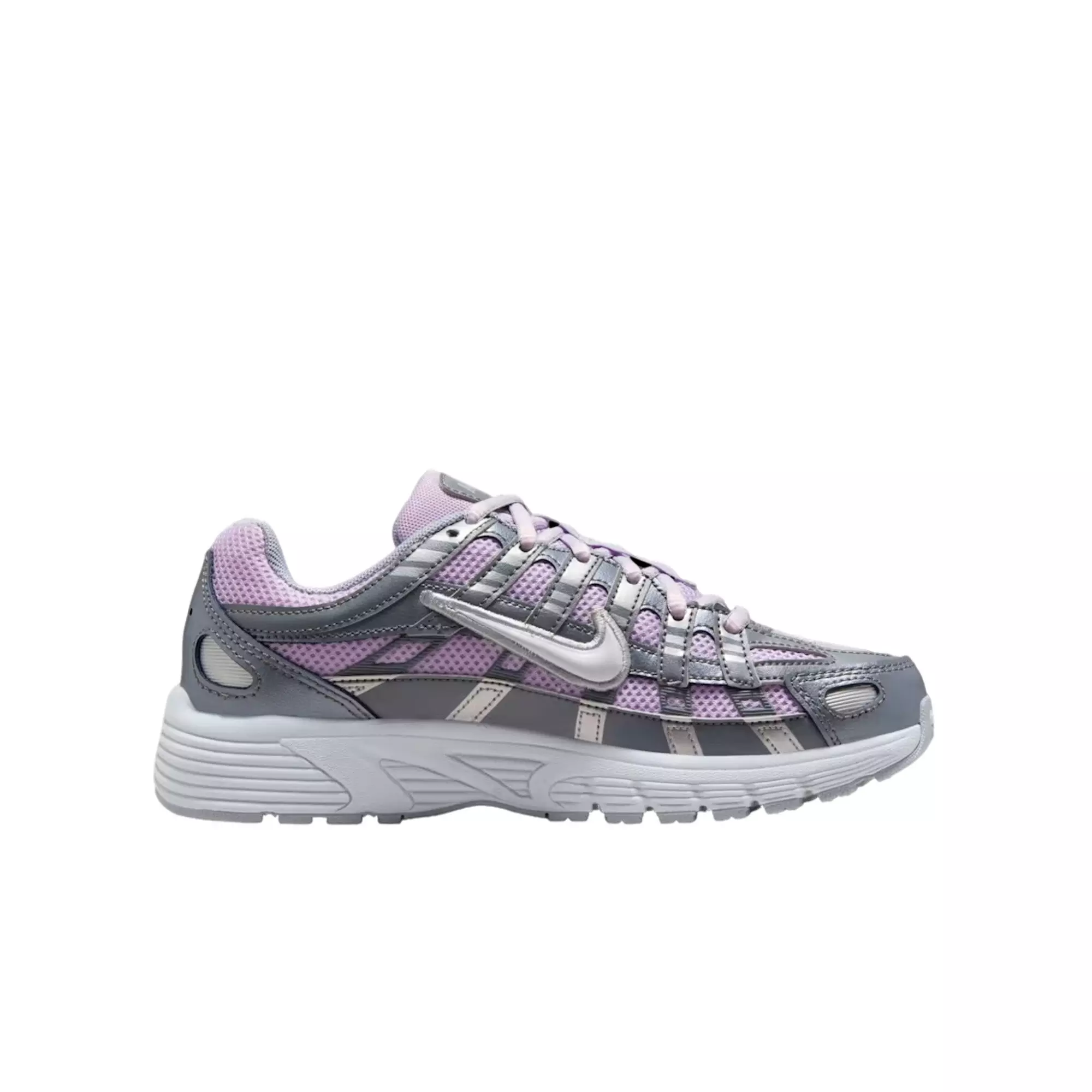 Nike P-6000 "White/Blue Tint/Black/Metallic Silver" Grade School Girls' Shoe - LILAC/GREY