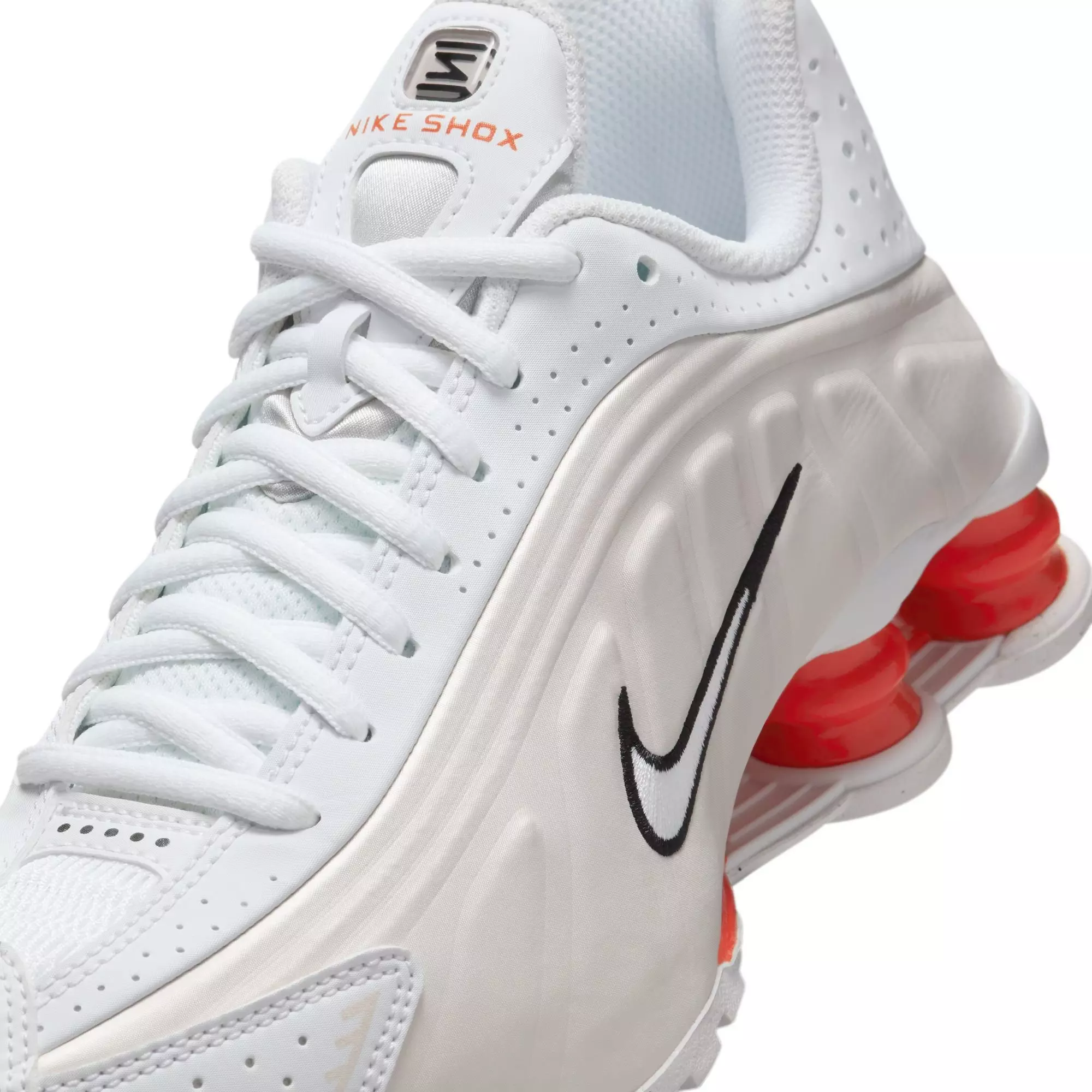 Nike Shox R4 "White/Phantom/Picante Red" Grade School Girls' Shoe - WHITE/RED