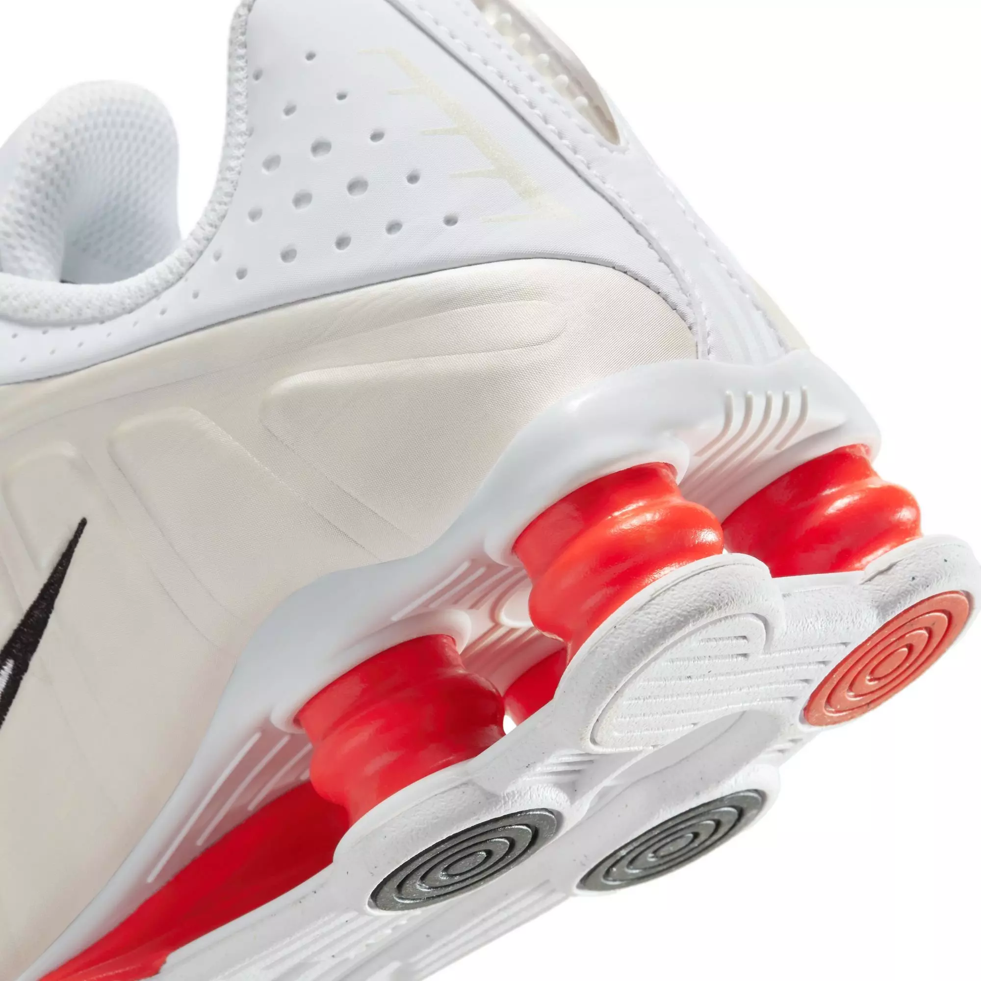 Nike Shox R4 "White/Phantom/Picante Red" Grade School Girls' Shoe - WHITE/RED