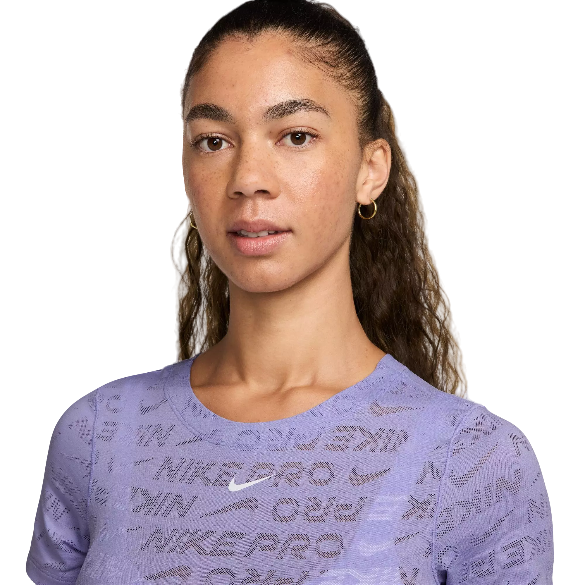 Nike Women's Pro Dri-FIT Short-Sleeve Cropped Top - LILAC