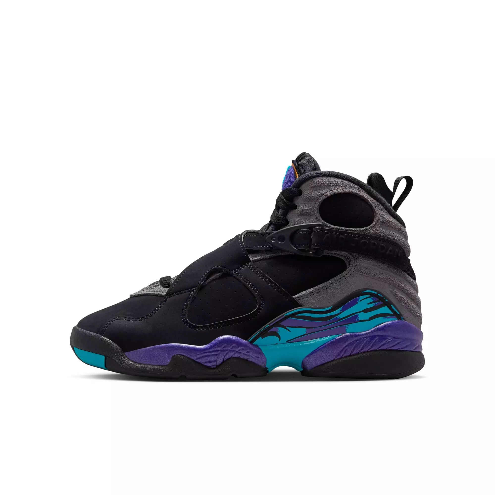 Jordan 8 Retro "Aqua" Grade School Kids' Shoe - BLACK/AQUA