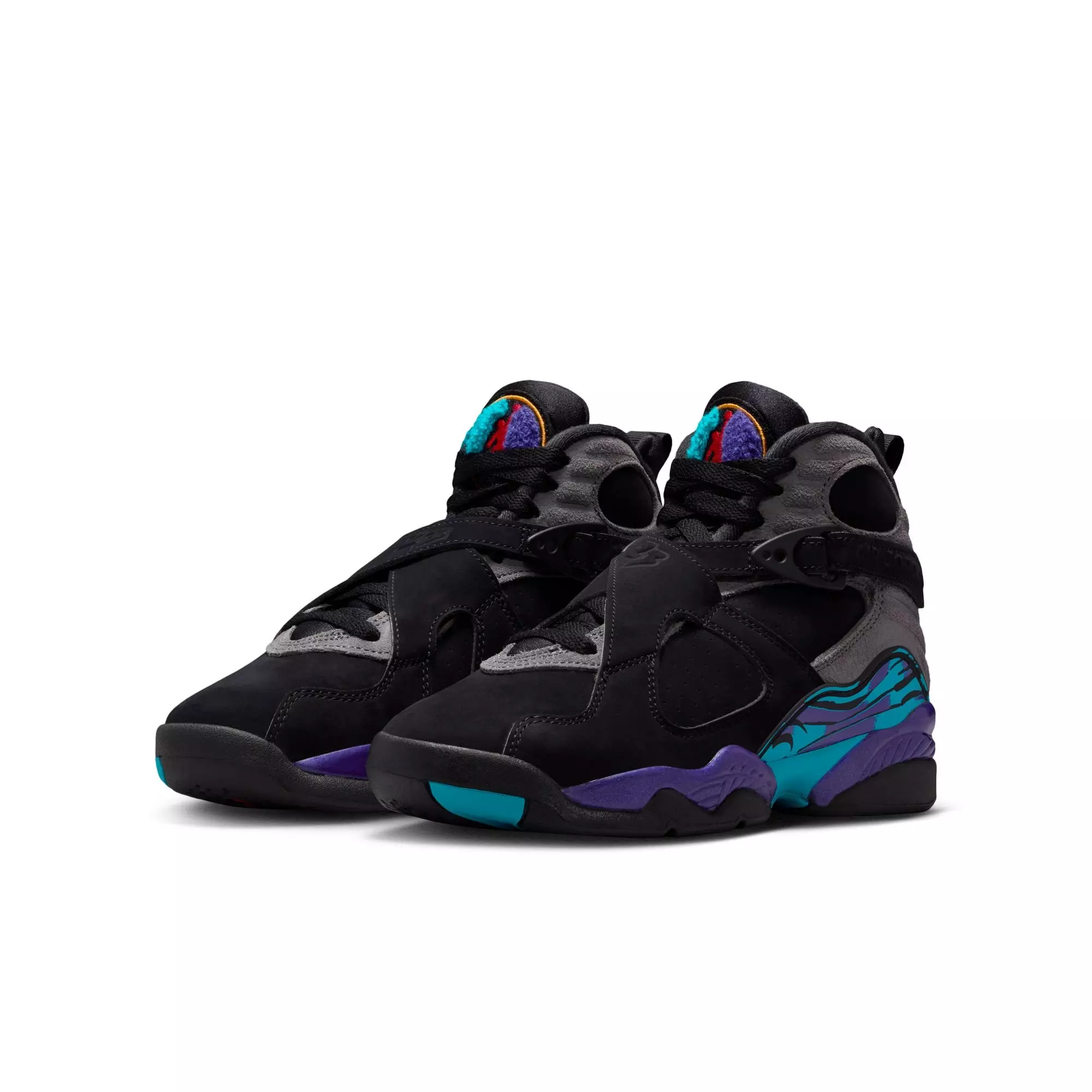 Jordan 8 Retro "Aqua" Grade School Kids' Shoe - BLACK/AQUA