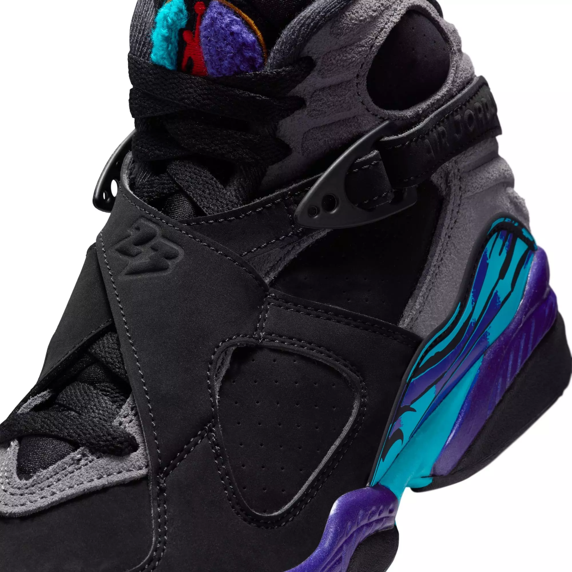 Jordan 8 Retro "Aqua" Grade School Kids' Shoe - BLACK/AQUA