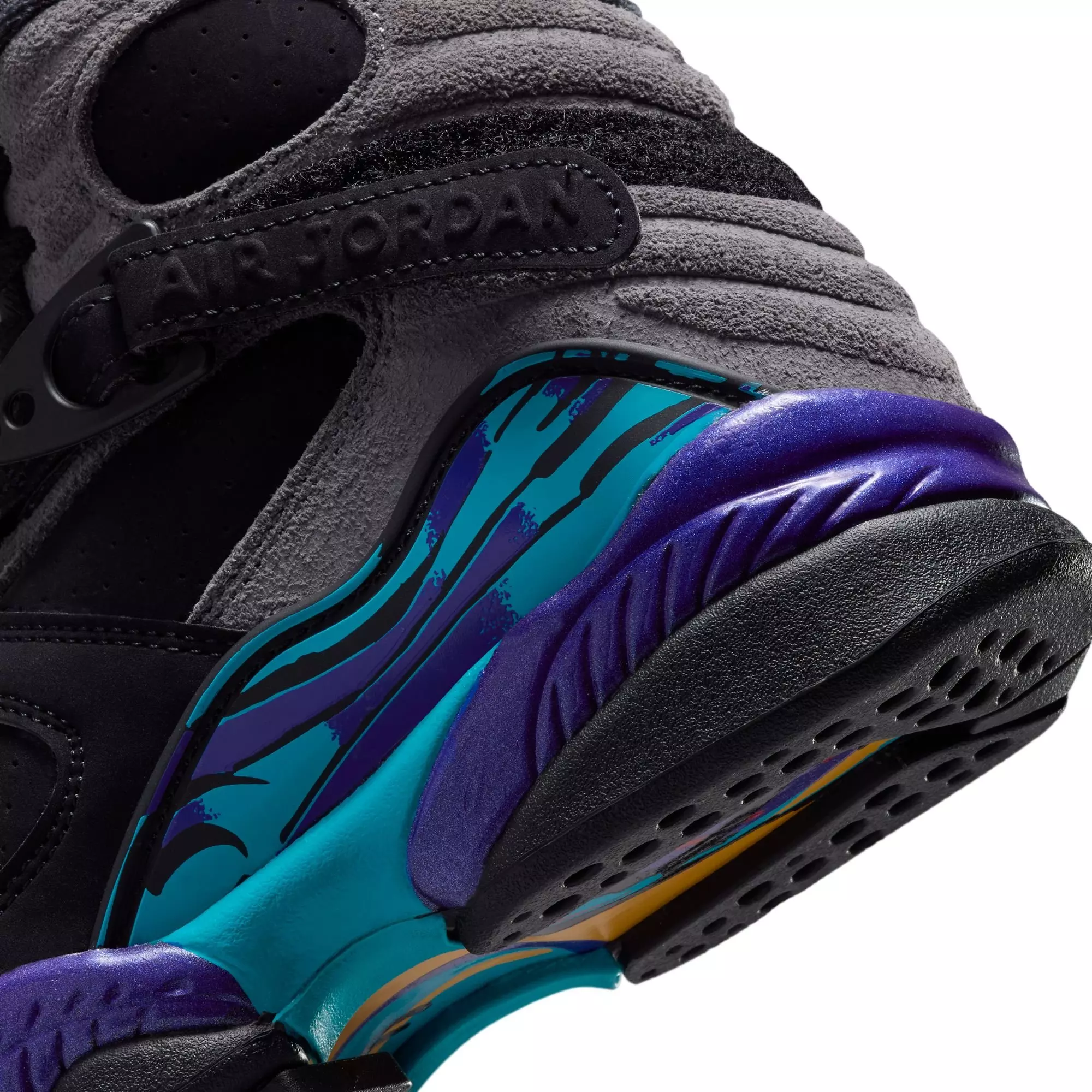 Jordan 8 Retro "Aqua" Grade School Kids' Shoe - BLACK/AQUA