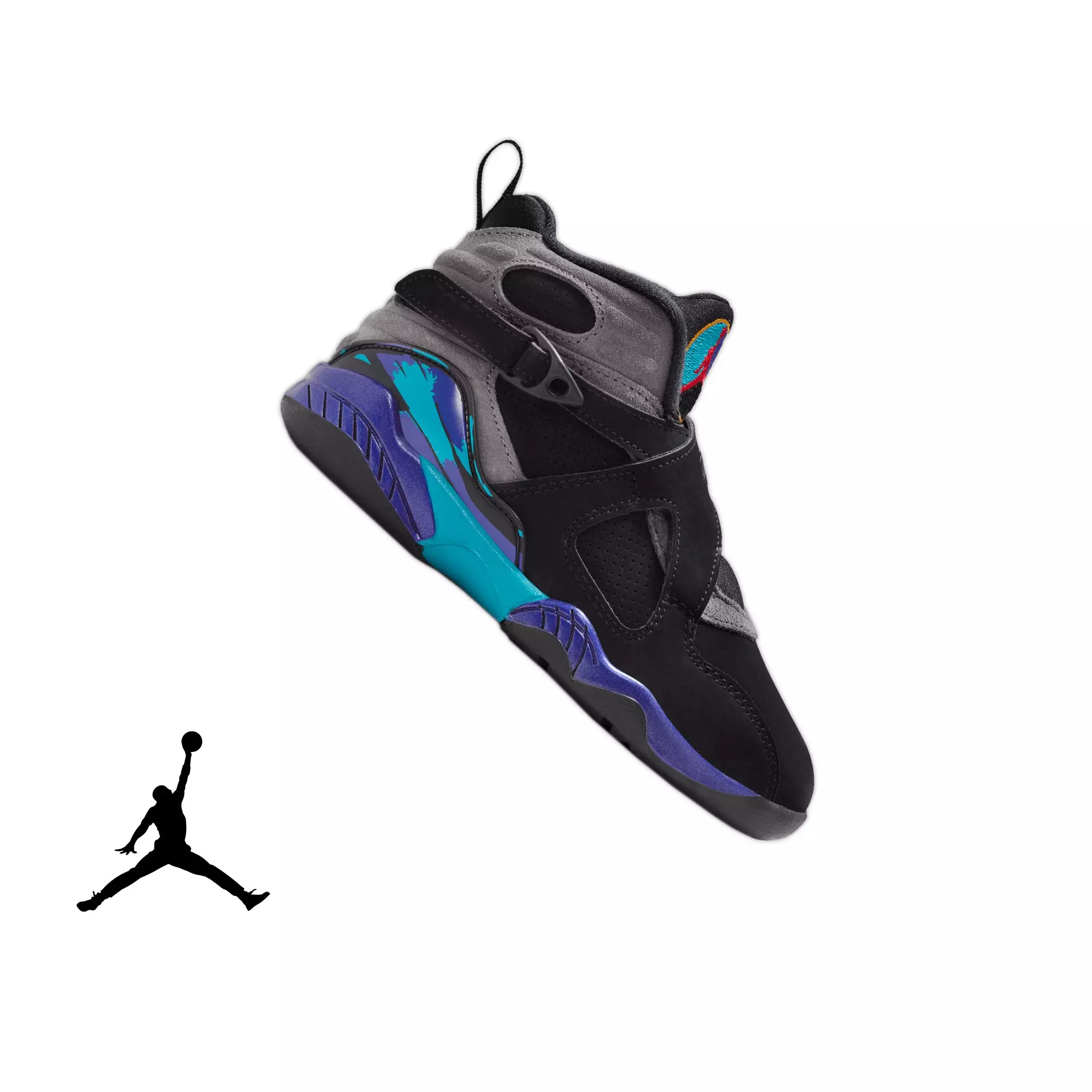 Jordan 8 Retro "Aqua" Preschool Kids' Shoe - BLACK/AQUA