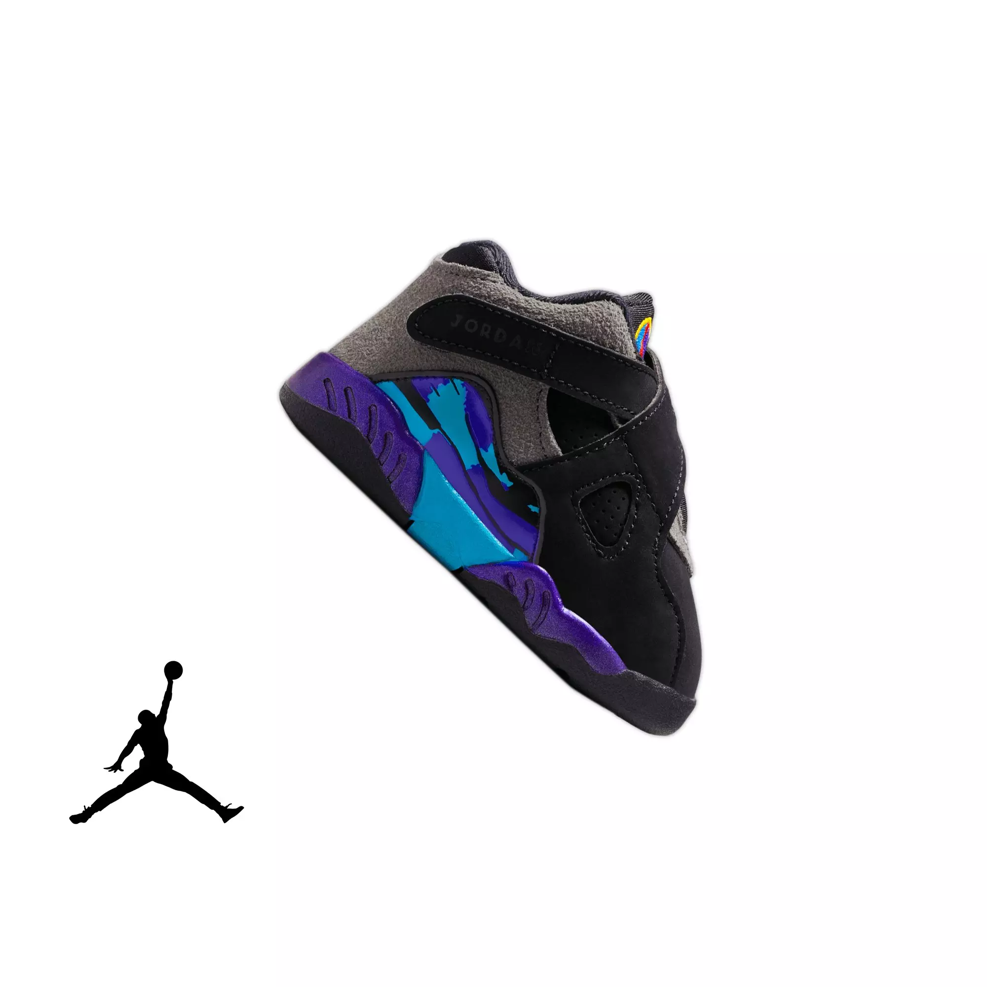 Jordan 8 Retro "Aqua" Toddler Kids' Shoe - BLACK/AQUA