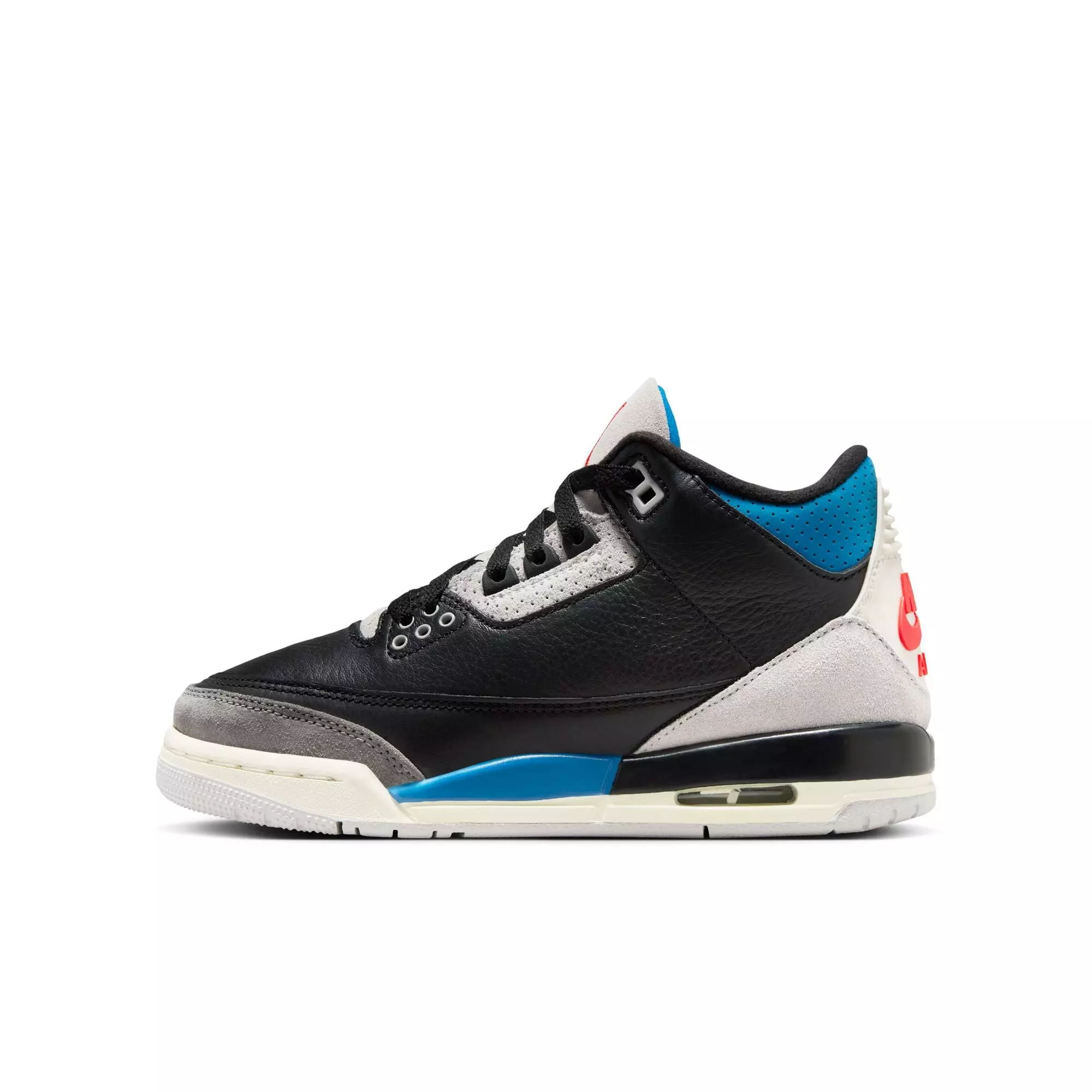 Jordan 3 Retro "Rare Air" Grade School Kids' Shoe - BLACK/CHILE RED/NEUTRAL GREY