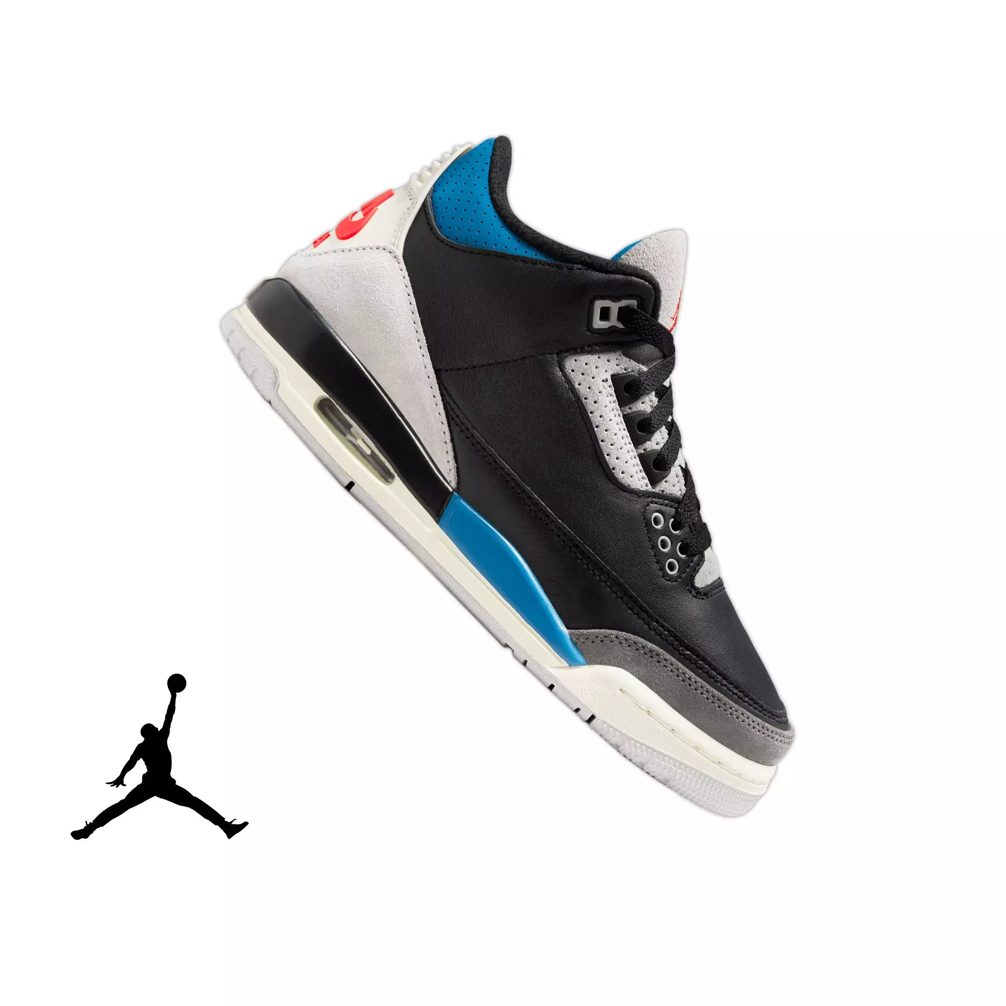 Jordan 3 Retro "Rare Air" Grade School Kids' Shoe - BLACK/CHILE RED/NEUTRAL GREY