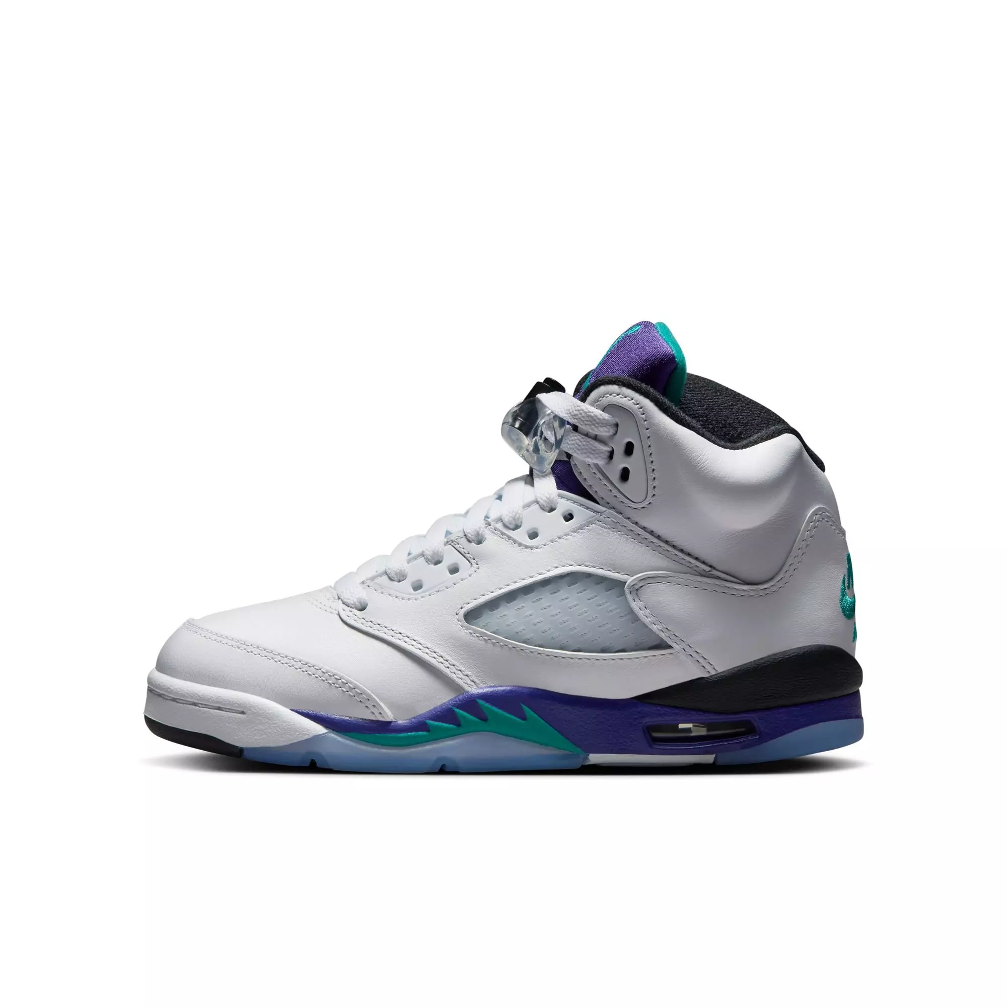 Jordan 5 Retro "Grape" Grade School Kids' Shoe - WHITE/NEW EMERALD/GRAPE ICE