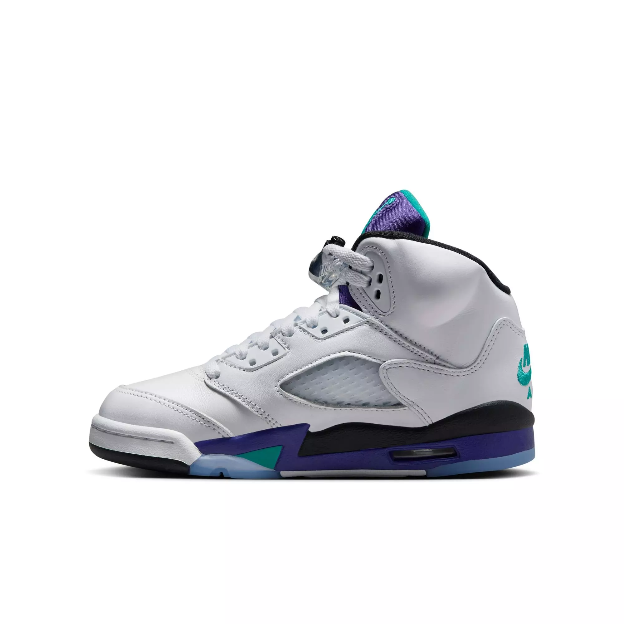 Jordan 5 Retro "Grape" Grade School Kids' Shoe - WHITE/NEW EMERALD/GRAPE ICE