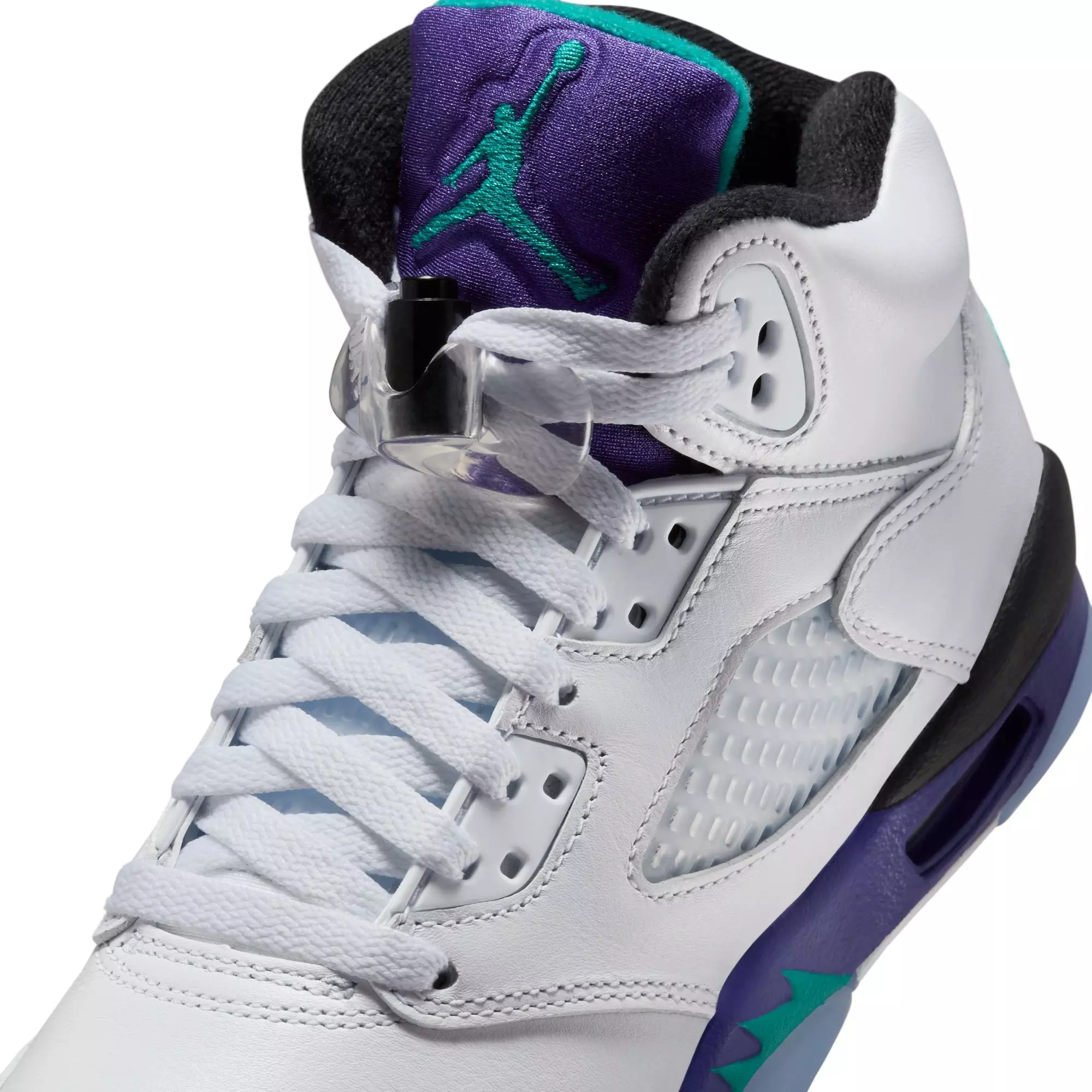 Jordan 5 Retro "Grape" Grade School Kids' Shoe - WHITE/NEW EMERALD/GRAPE ICE