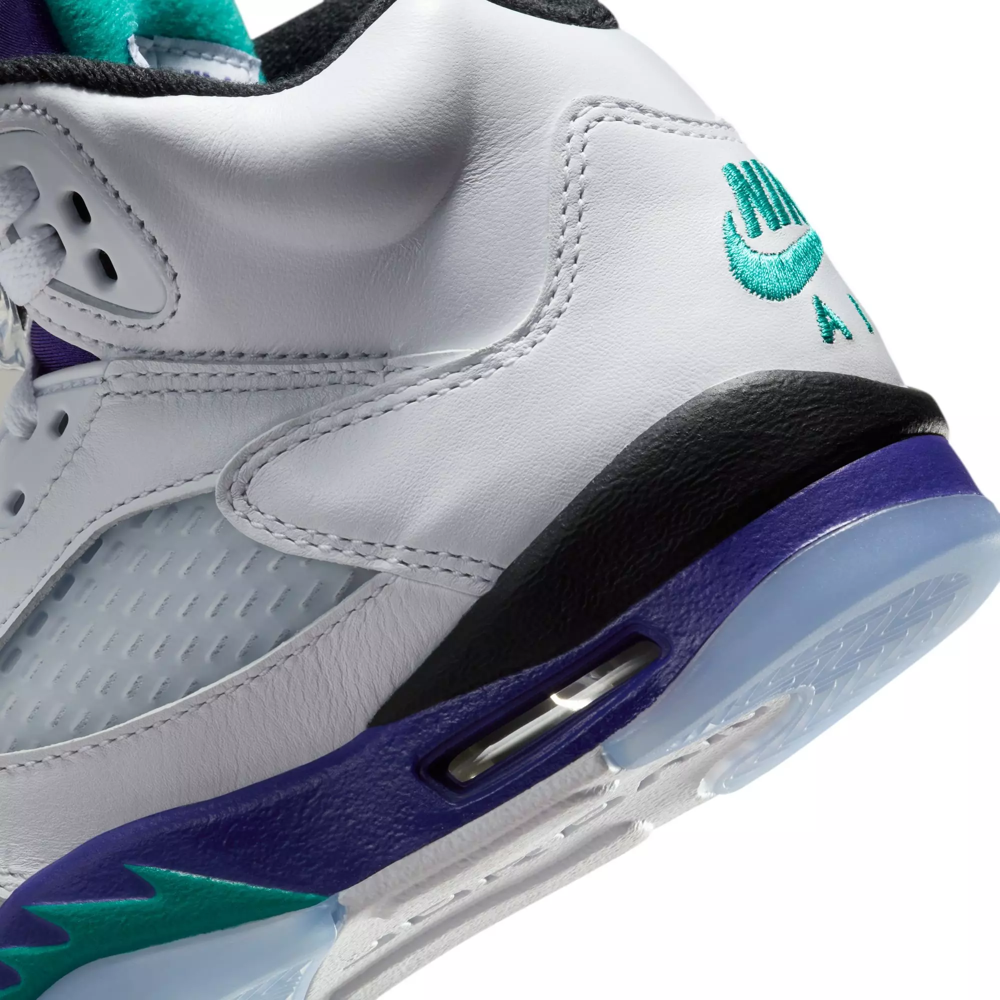 Jordan 5 Retro "Grape" Grade School Kids' Shoe - WHITE/NEW EMERALD/GRAPE ICE